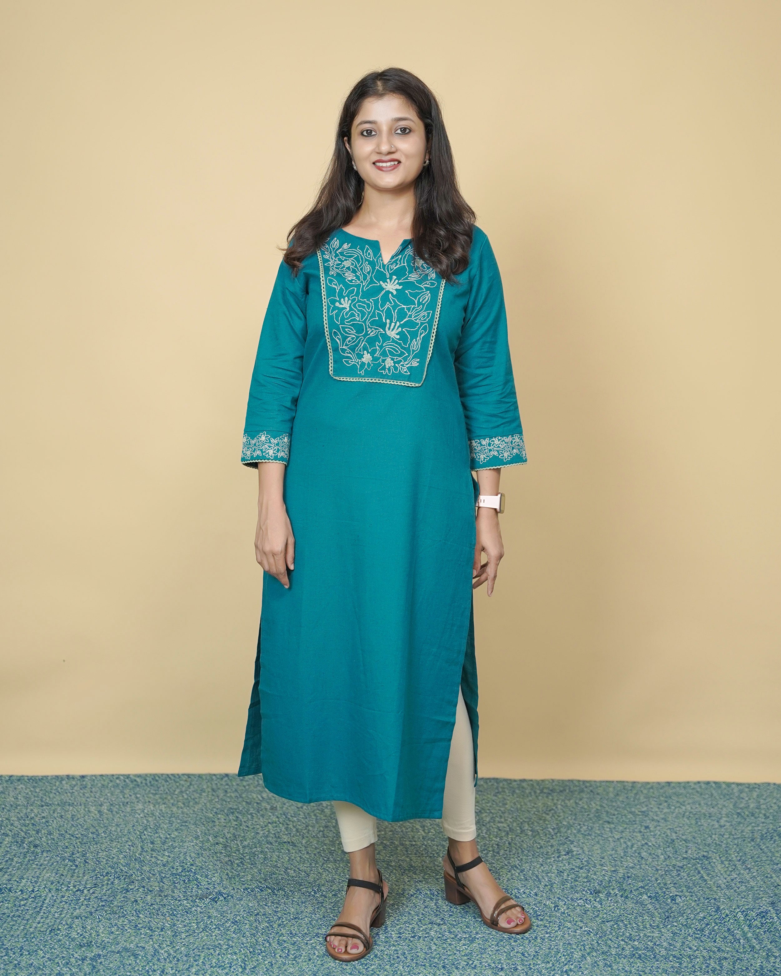 Load image into Gallery viewer, Pure Cotton Slitted Kurti-5364