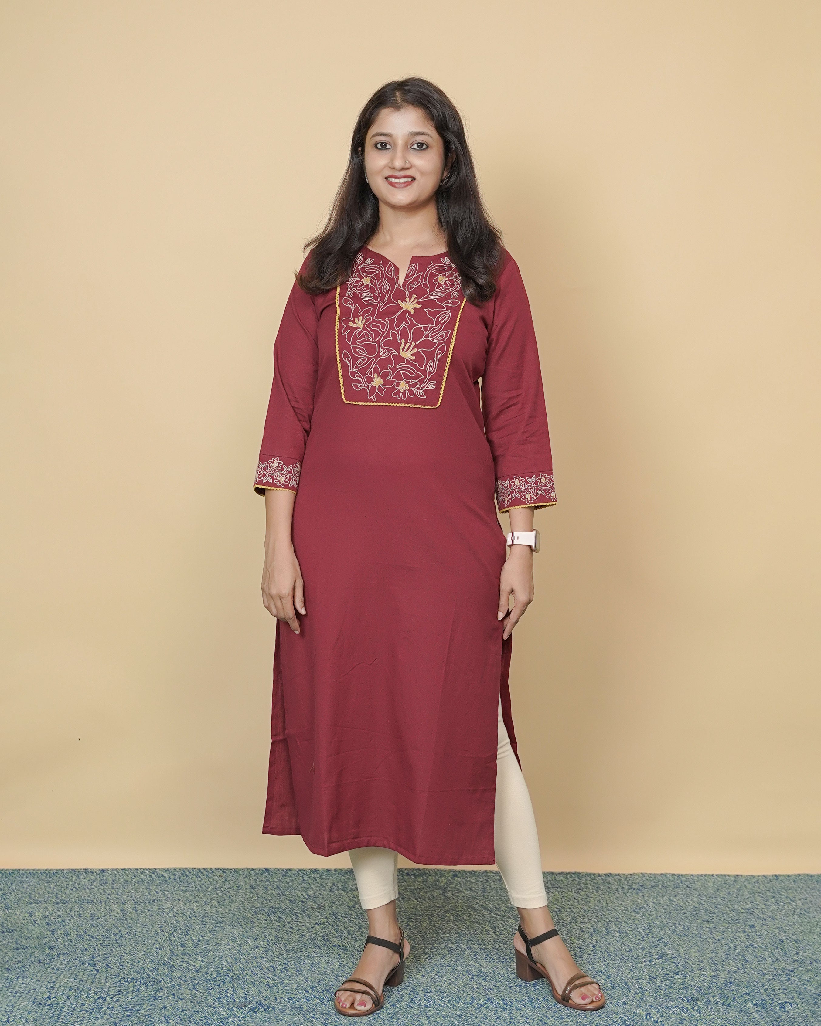 Load image into Gallery viewer, Pure Cotton Slitted Kurti-5364