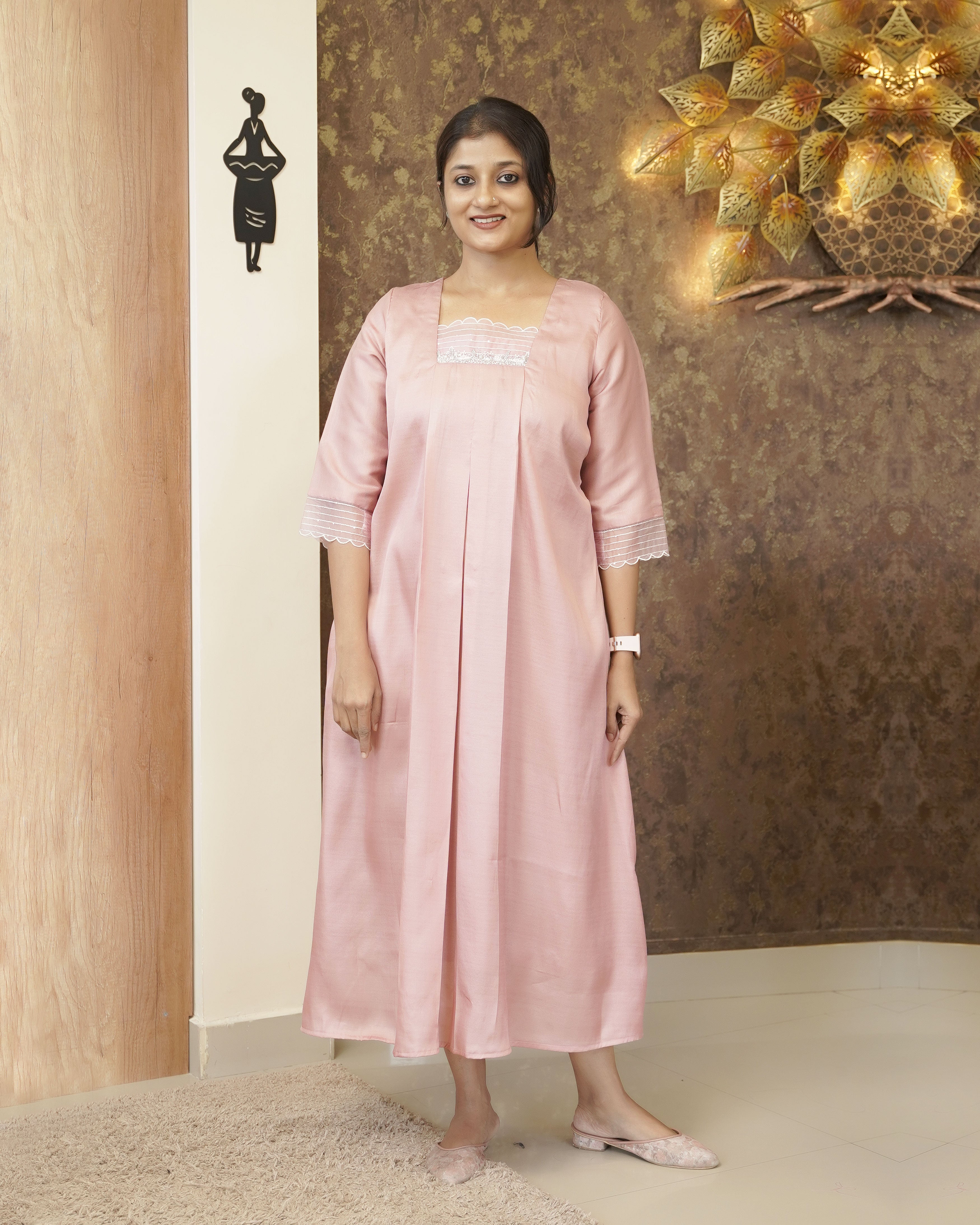 Load image into Gallery viewer, Semi Tusser A-Line kurti(Pre-Order)-5436