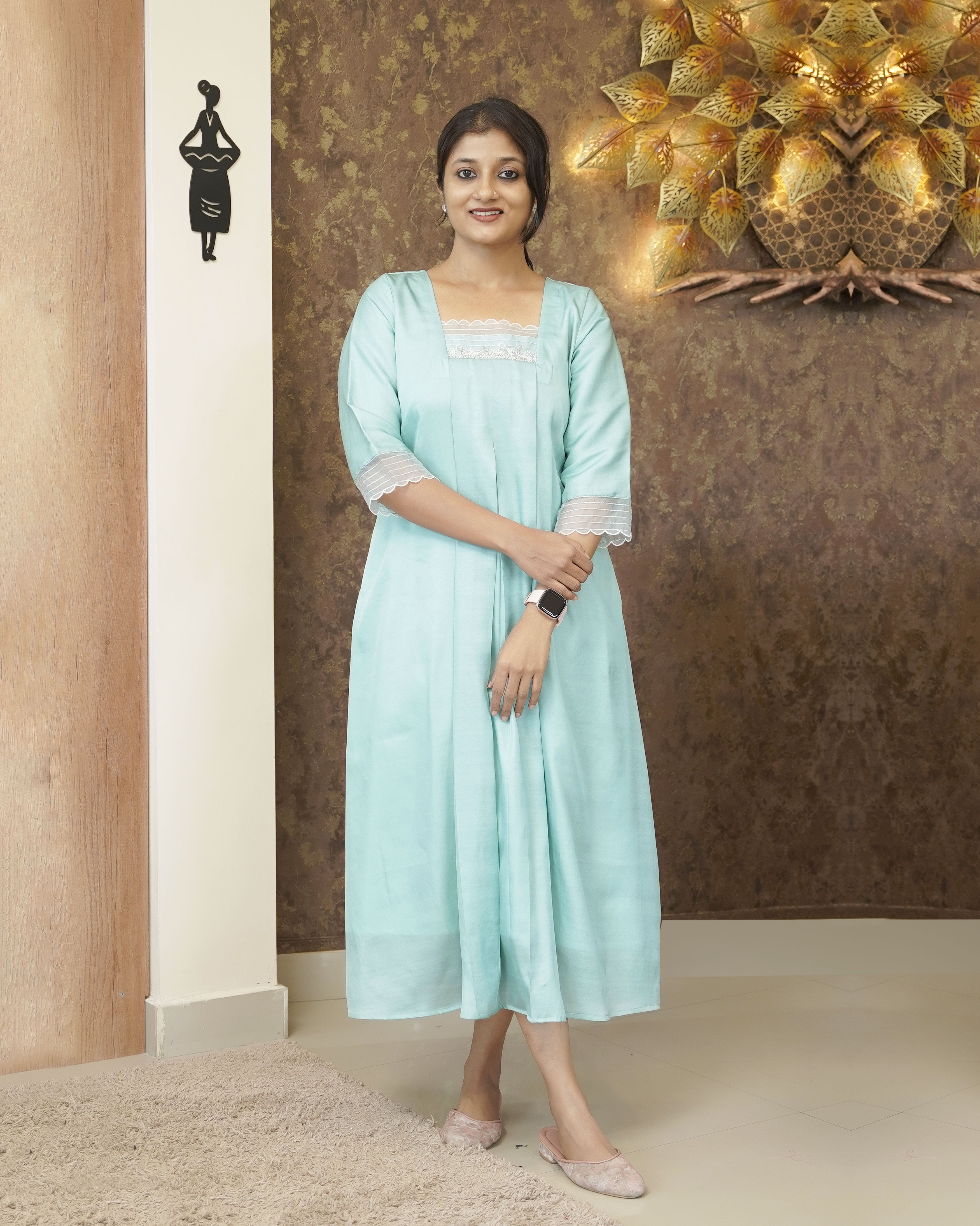 Load image into Gallery viewer, Semi Tusser A-Line kurti(Pre-Order)-5436