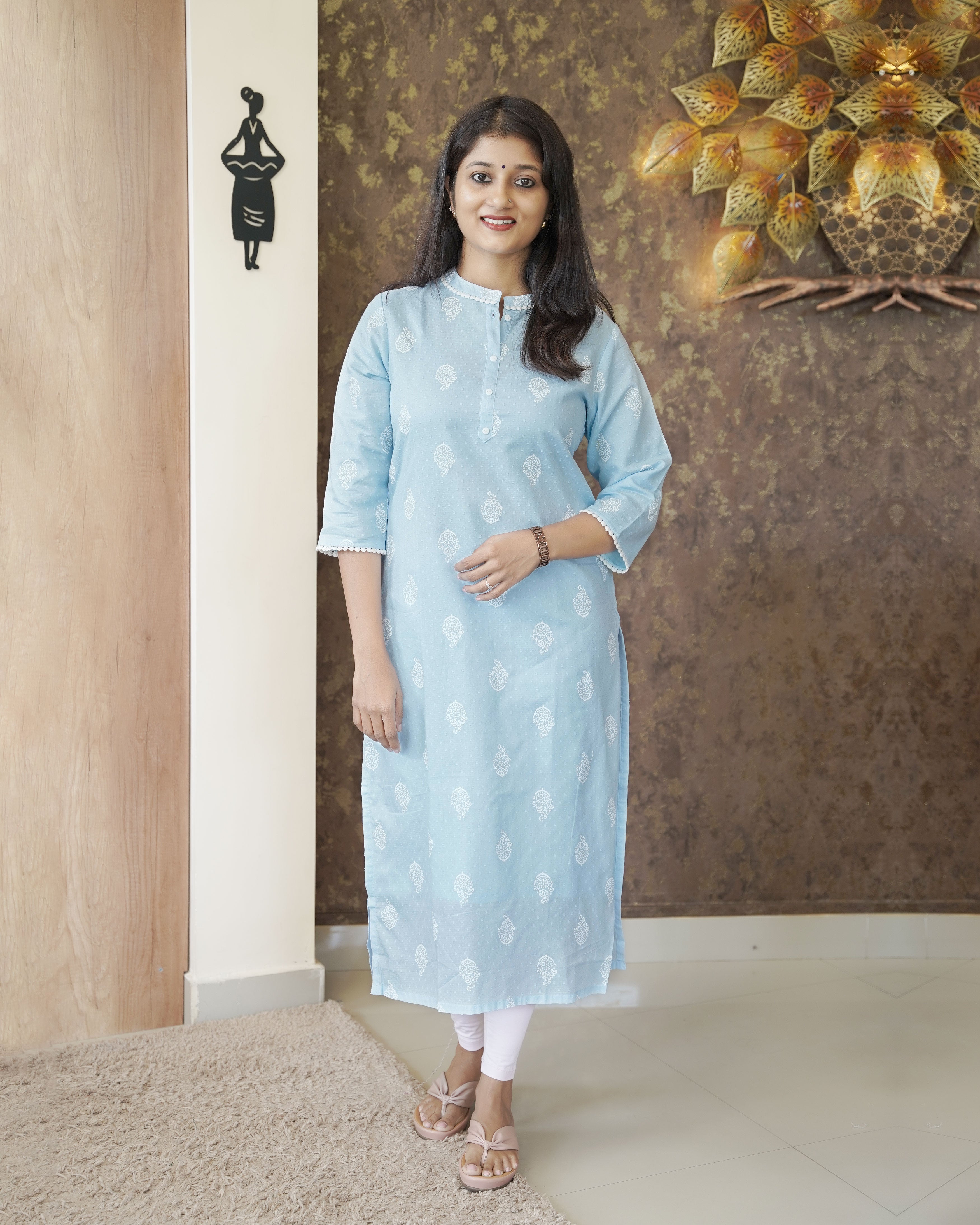 Load image into Gallery viewer, Pure Cotton Slitted Kurti- 00167