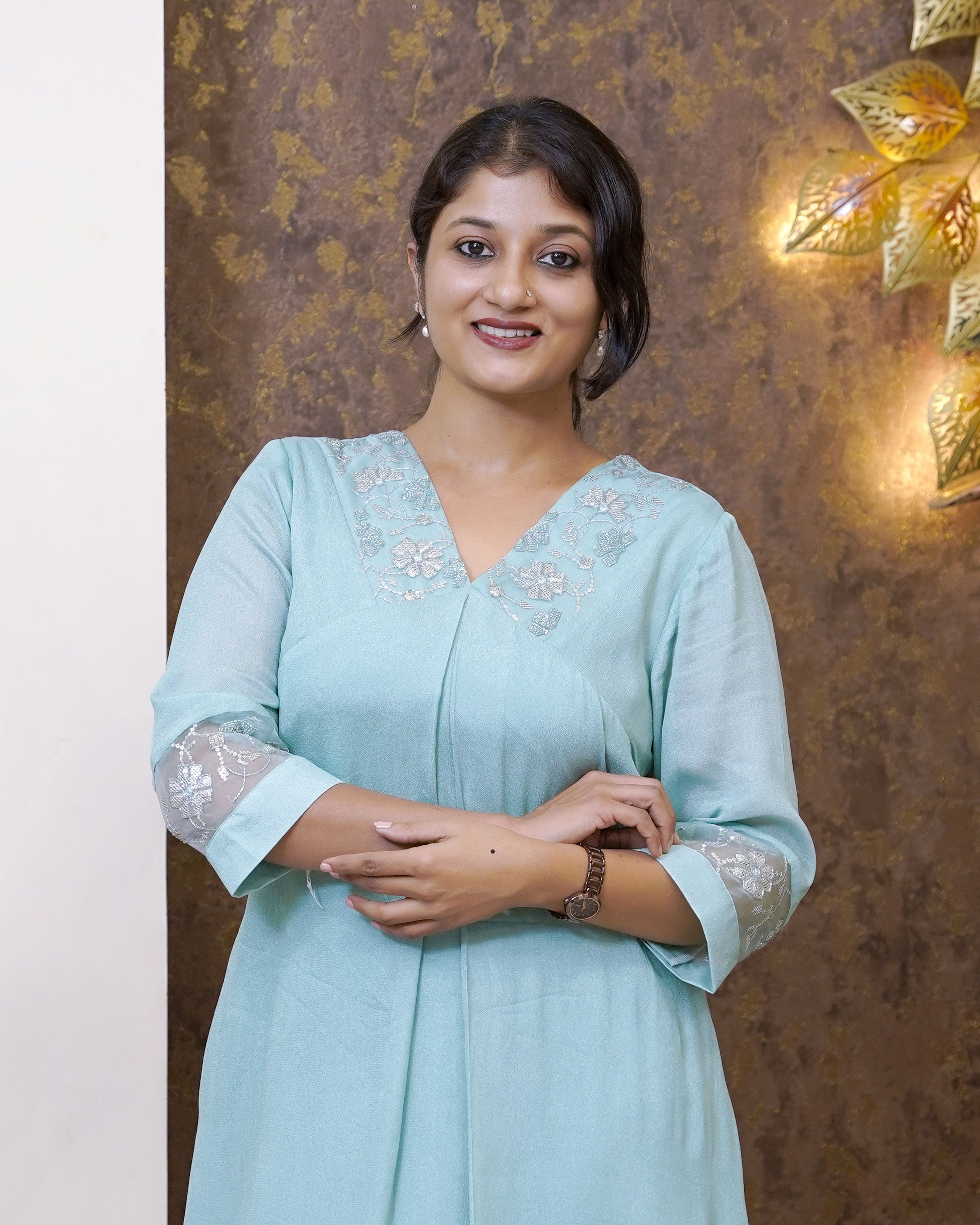 Load image into Gallery viewer, Crepe Georgette A-line Kurti(Pre-Order)-00182