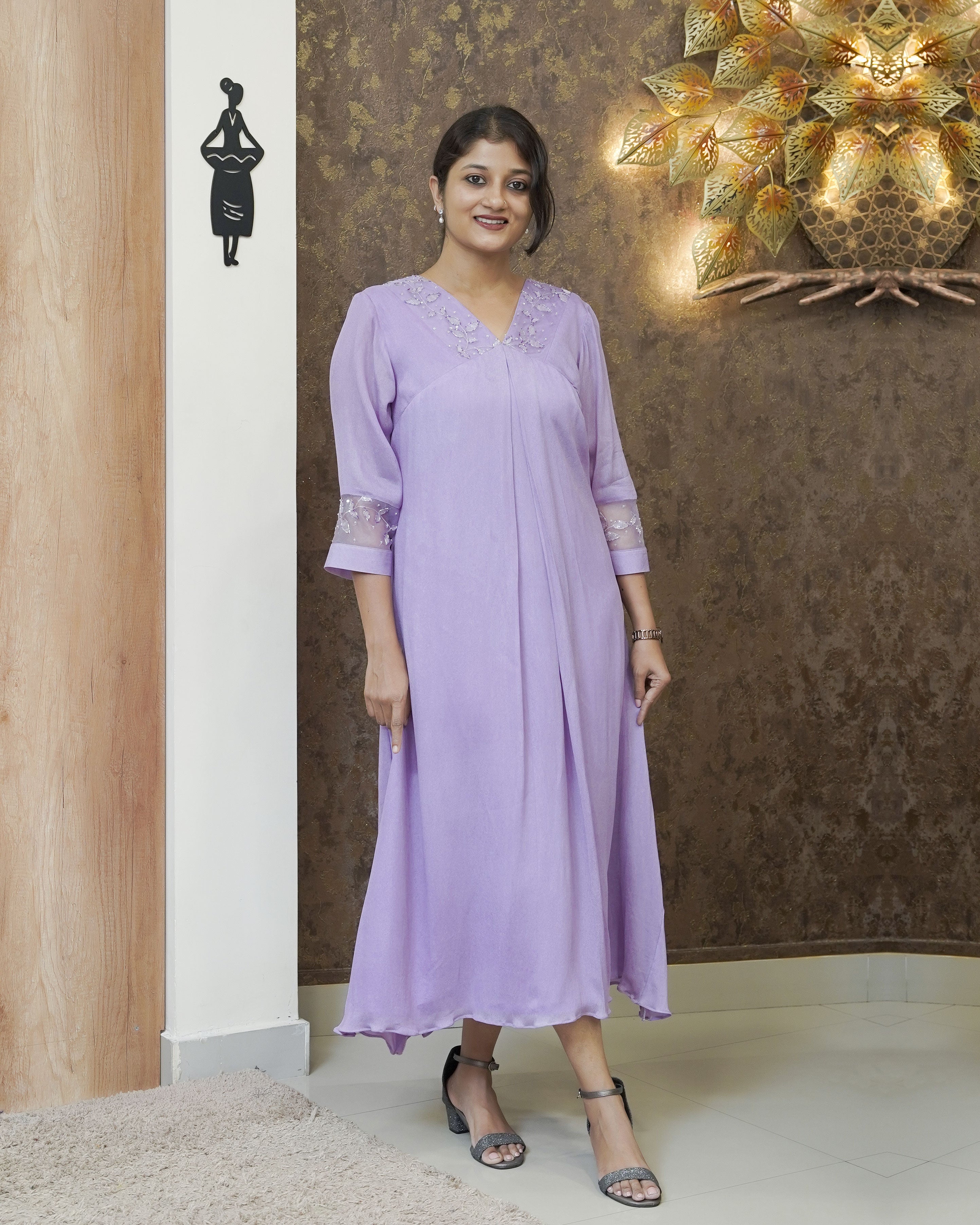 Load image into Gallery viewer, Crepe Georgette A-line Kurti(Pre-Order)-00182