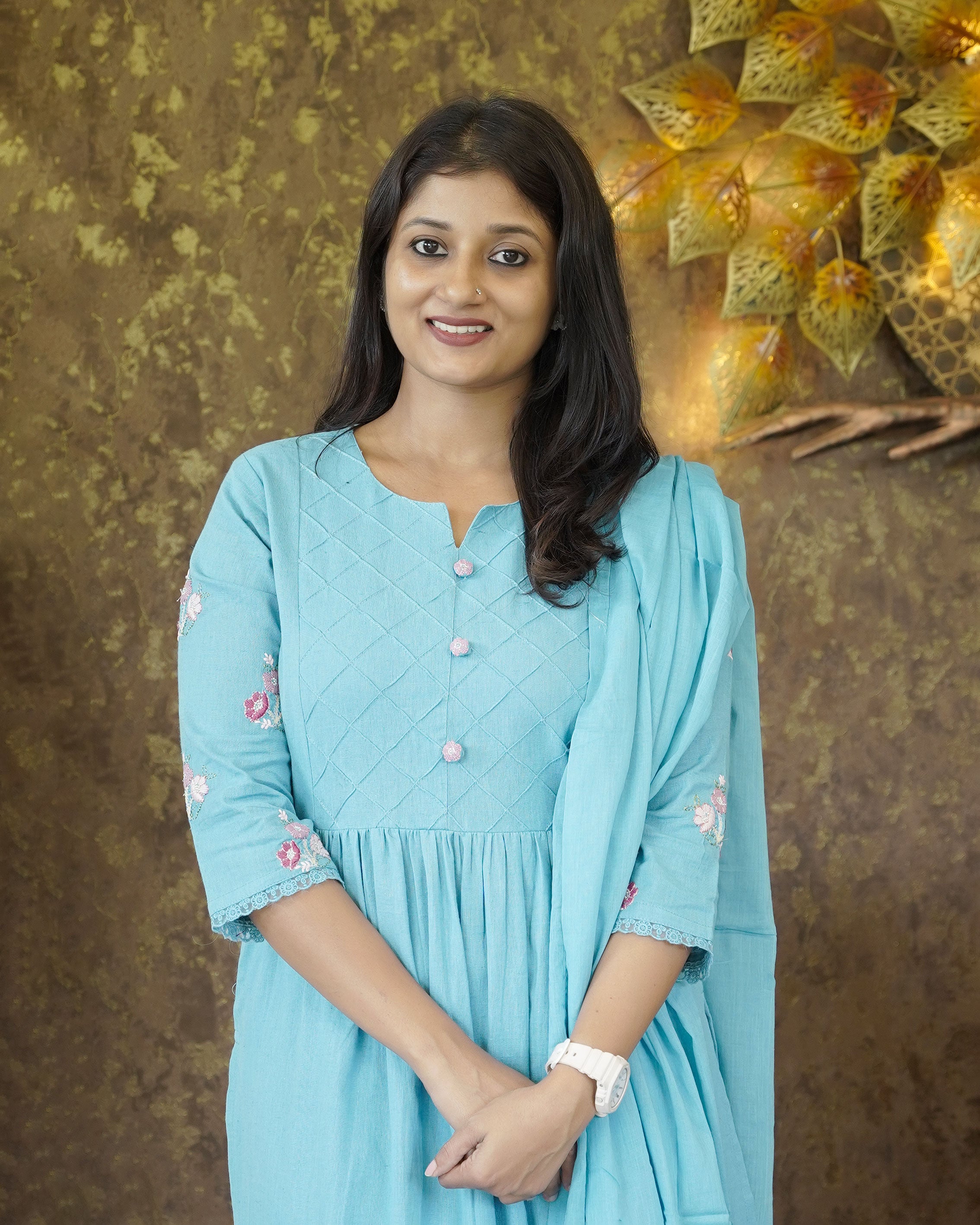 Load image into Gallery viewer, Pure Cotton Slitted Kurti Set-00227