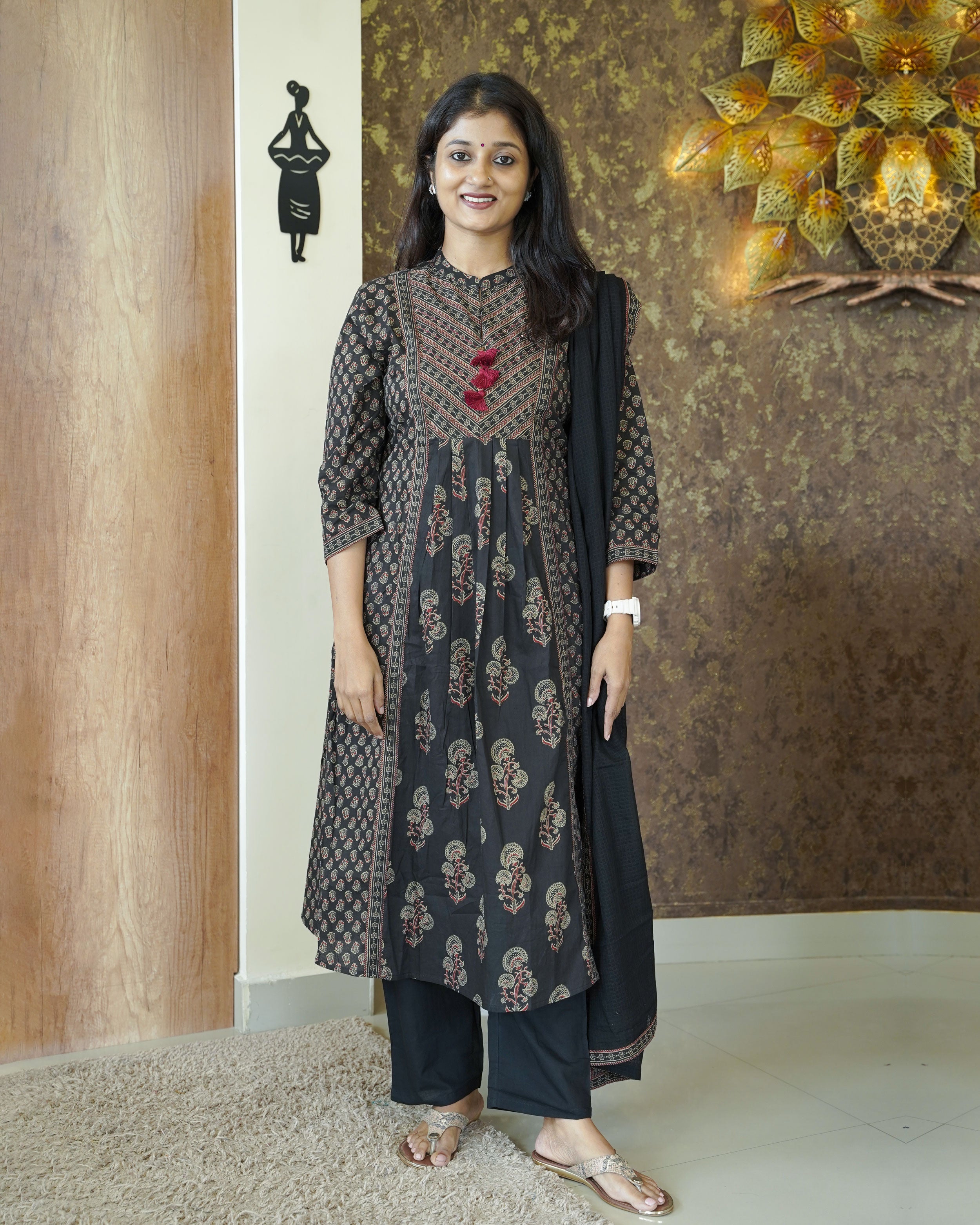 Load image into Gallery viewer, Pure Cotton A-line Kurti Set-00226