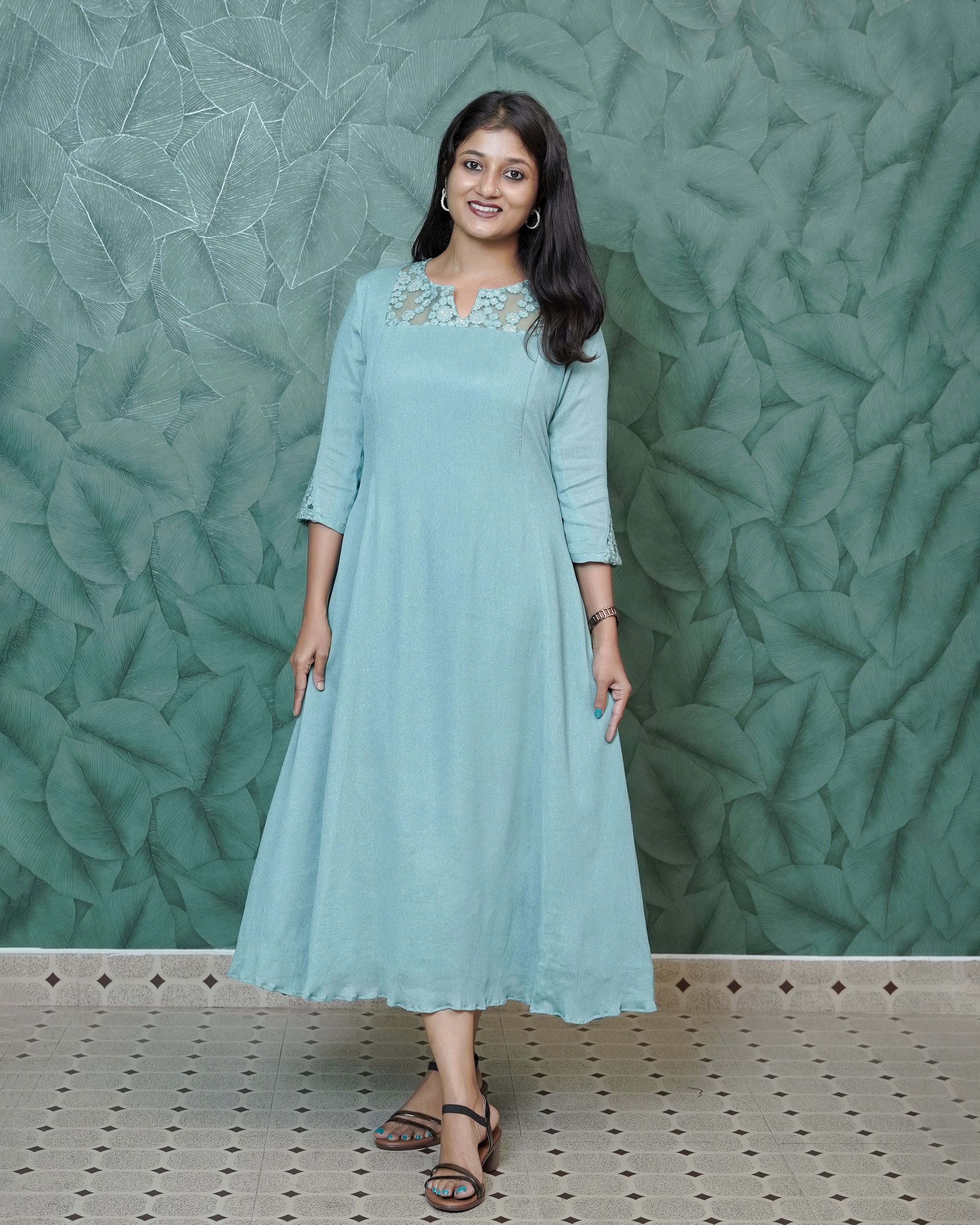 Load image into Gallery viewer, Crepe Silk A-line Kurti(Pre-Order)-5285