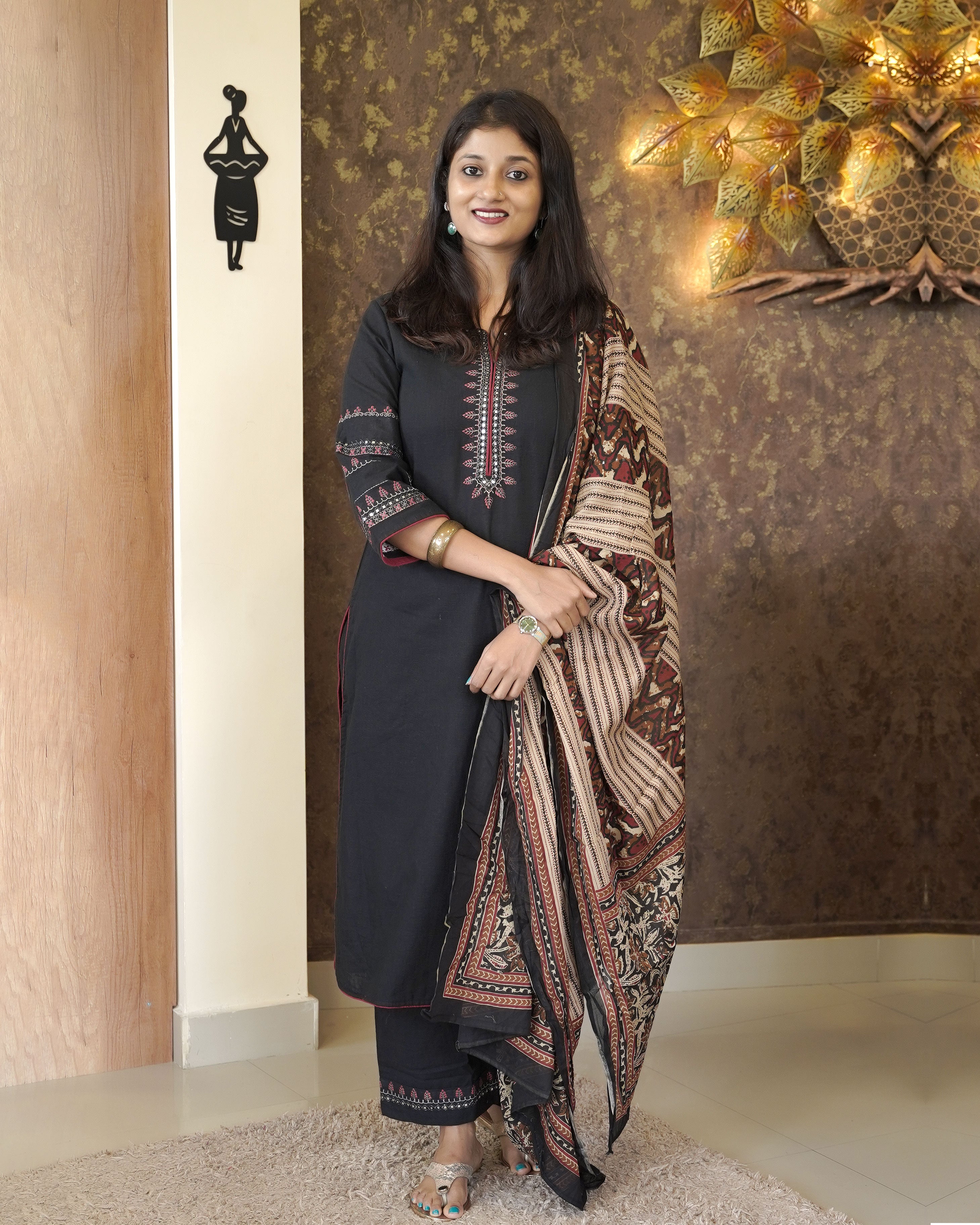 Load image into Gallery viewer, Pure Cotton Slitted Kurti Set-00269