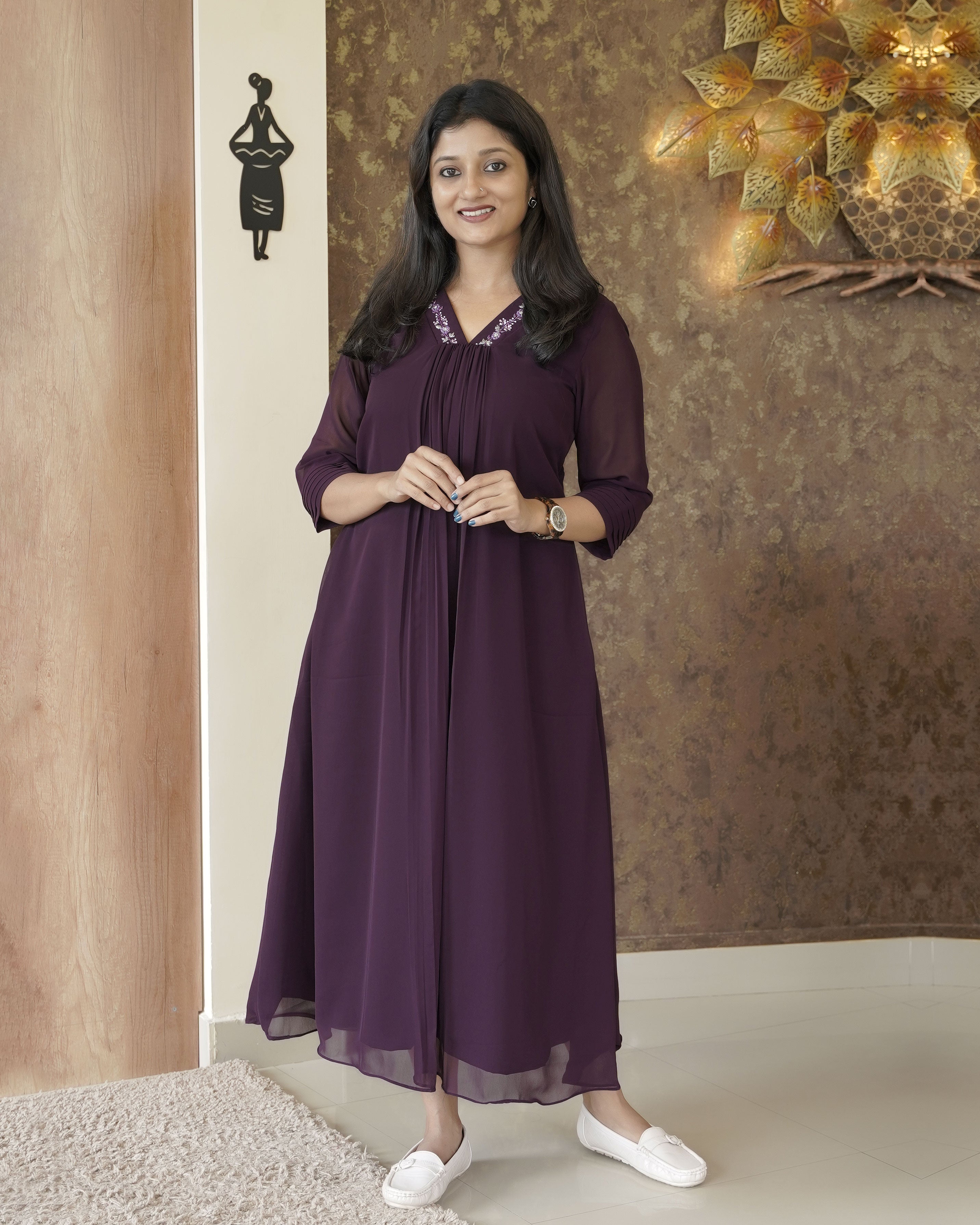 Load image into Gallery viewer, Designer Georgette Kurti-0355