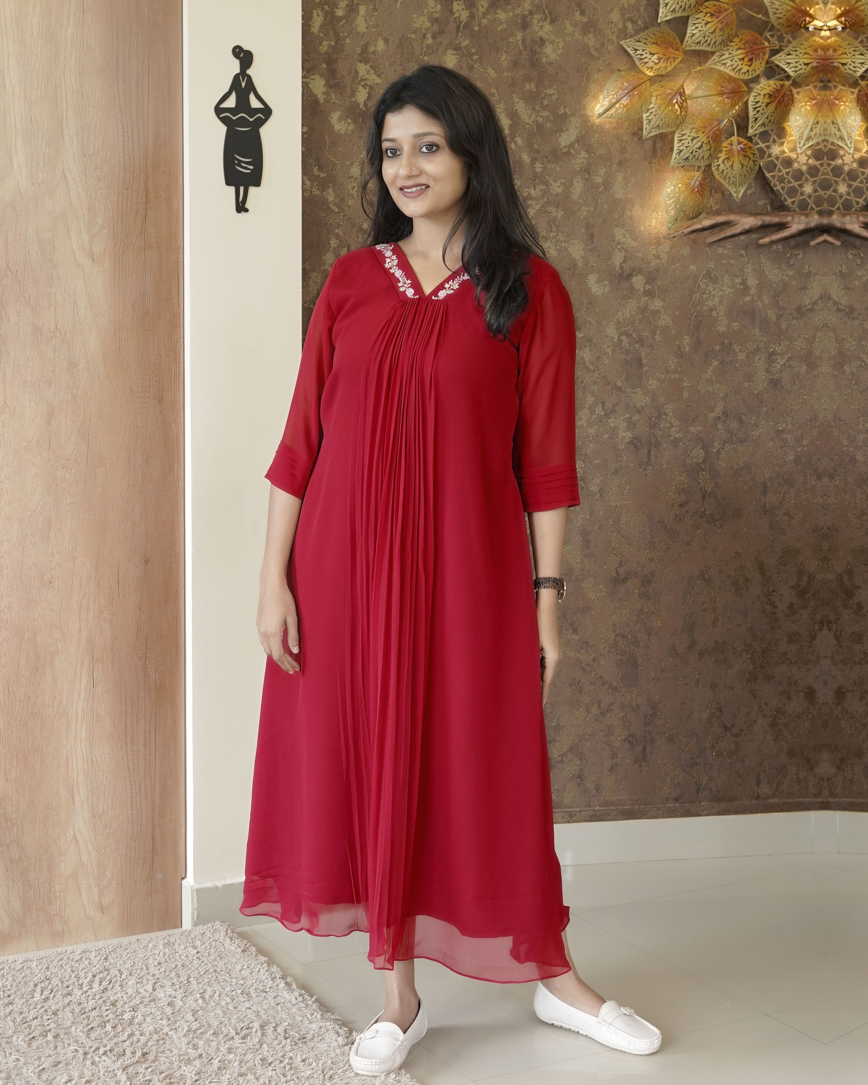 Load image into Gallery viewer, Designer Georgette Kurti-0355