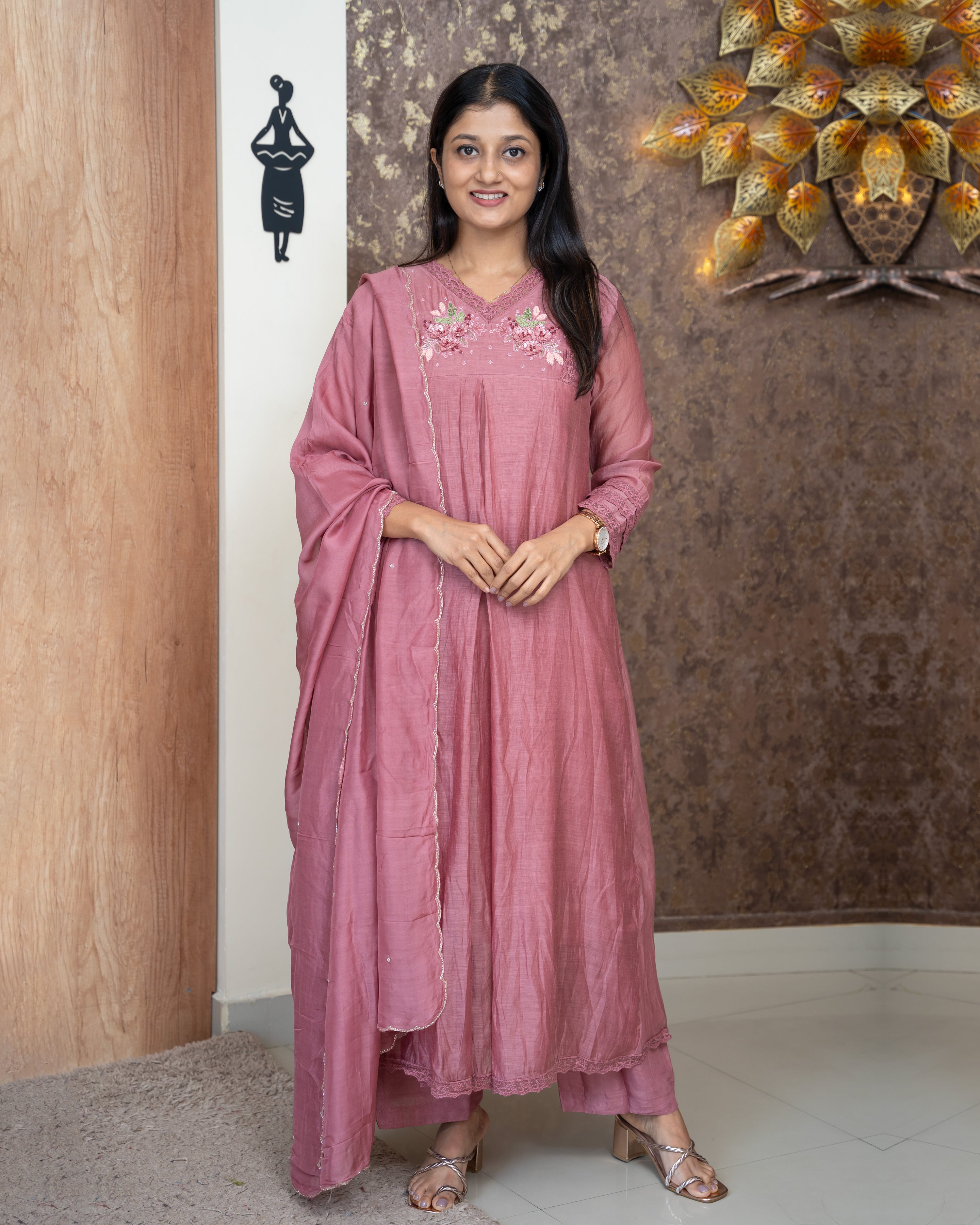 Load image into Gallery viewer, Mul Chanderi Suit-5077