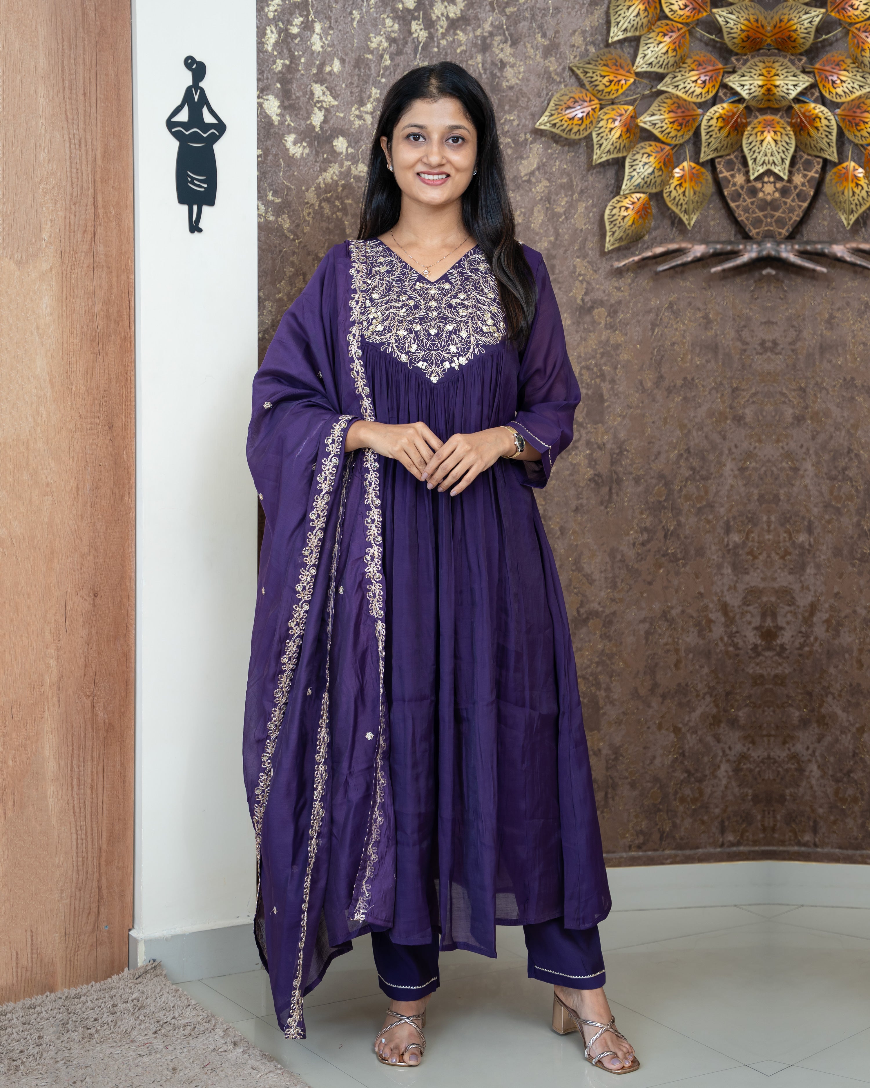 Load image into Gallery viewer, Mul Chanderi Suit-5106