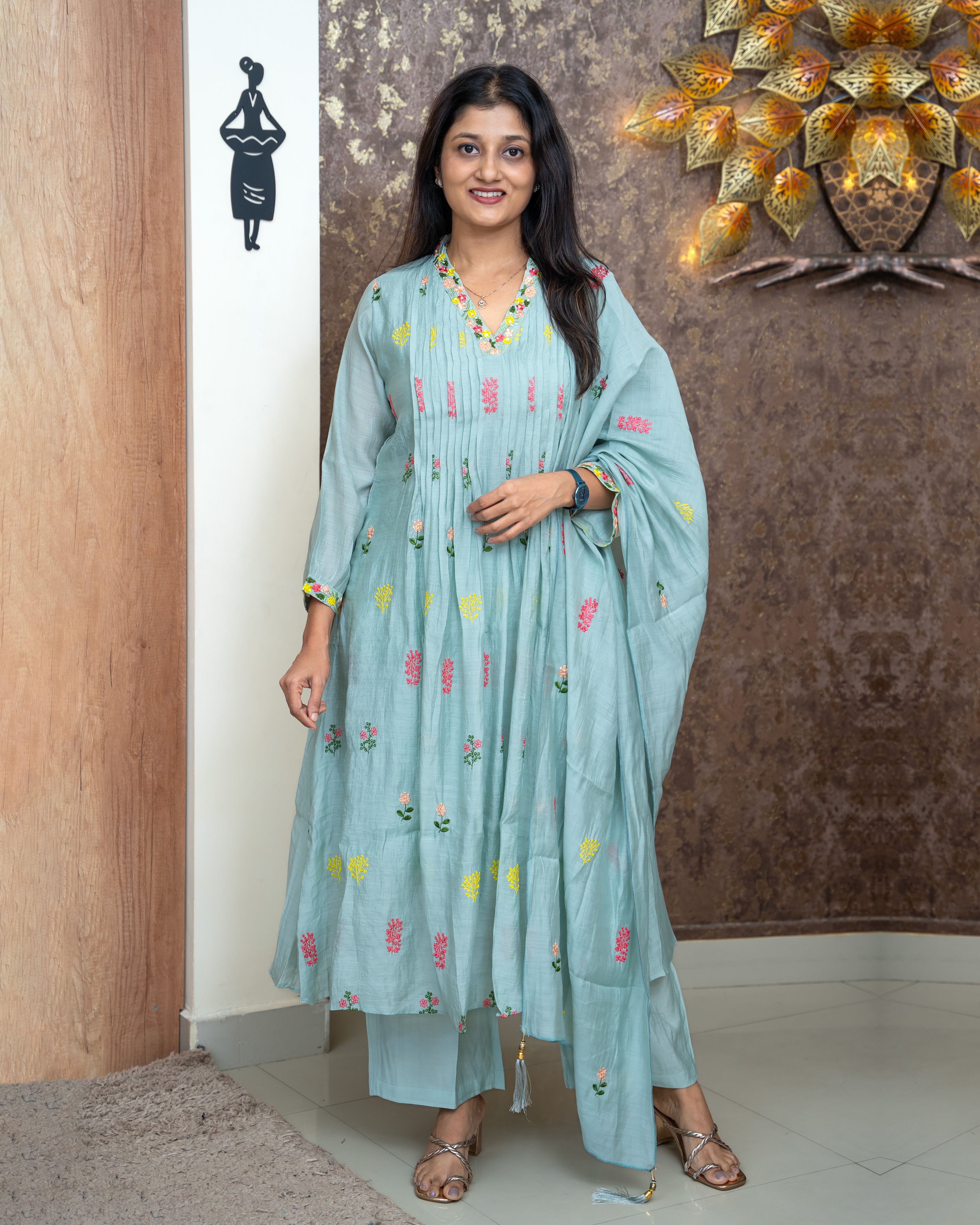 Load image into Gallery viewer, Mul Chanderi Suit-5121