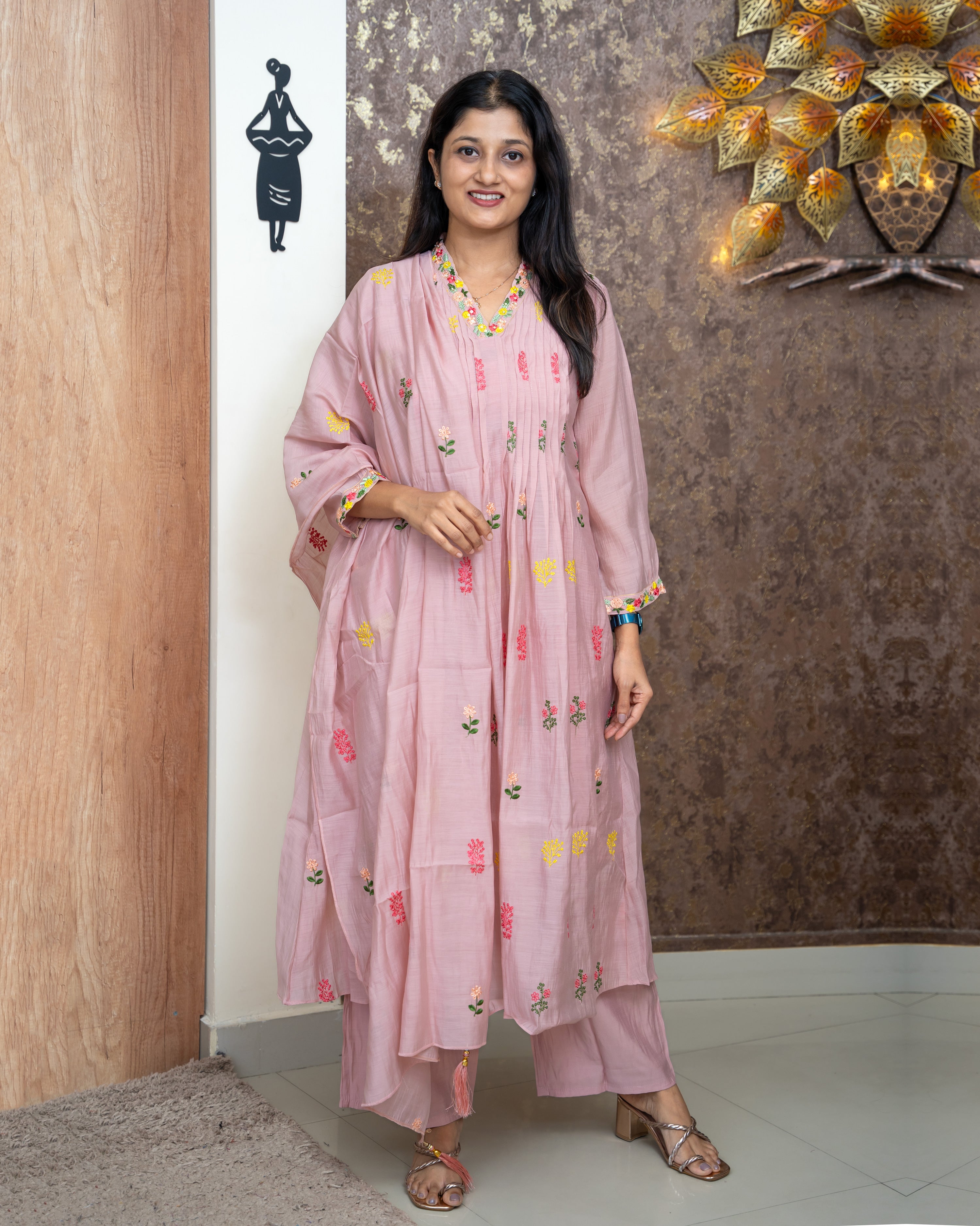 Load image into Gallery viewer, Mul Chanderi Suit-5121