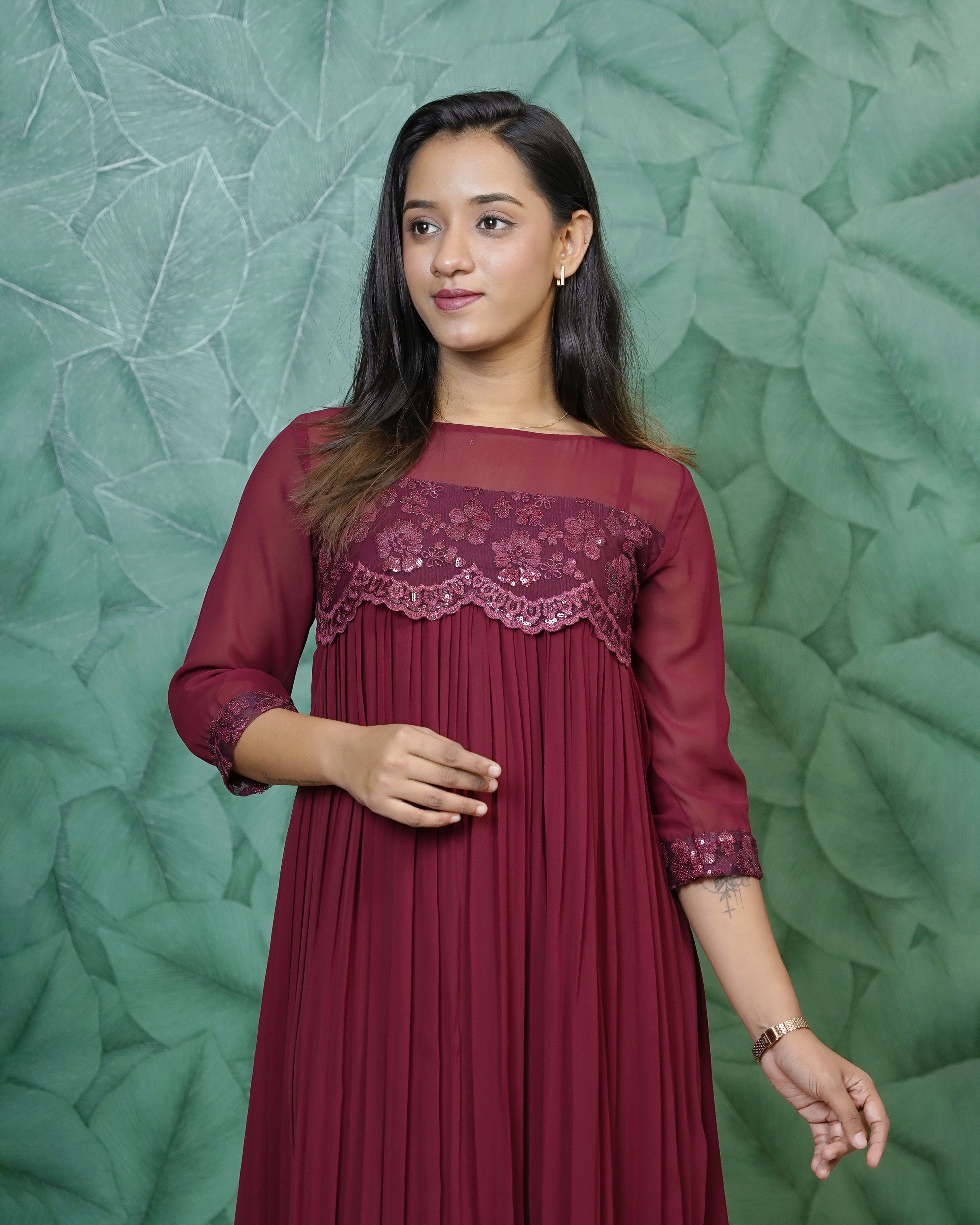 Load image into Gallery viewer, Designer Georgette Kurti - 0335