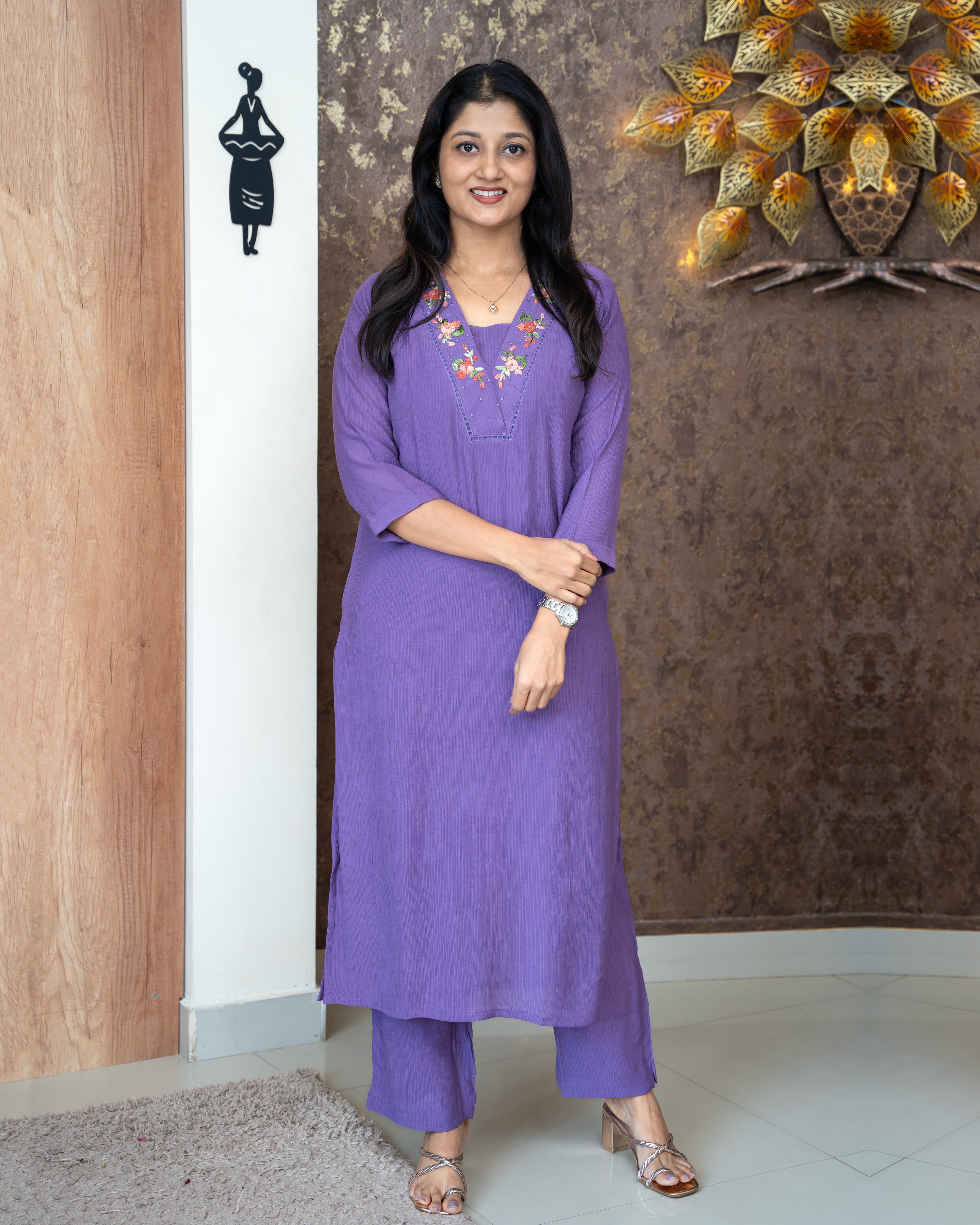 Load image into Gallery viewer, Crushed Semi Silk Co-Ord Set-5149