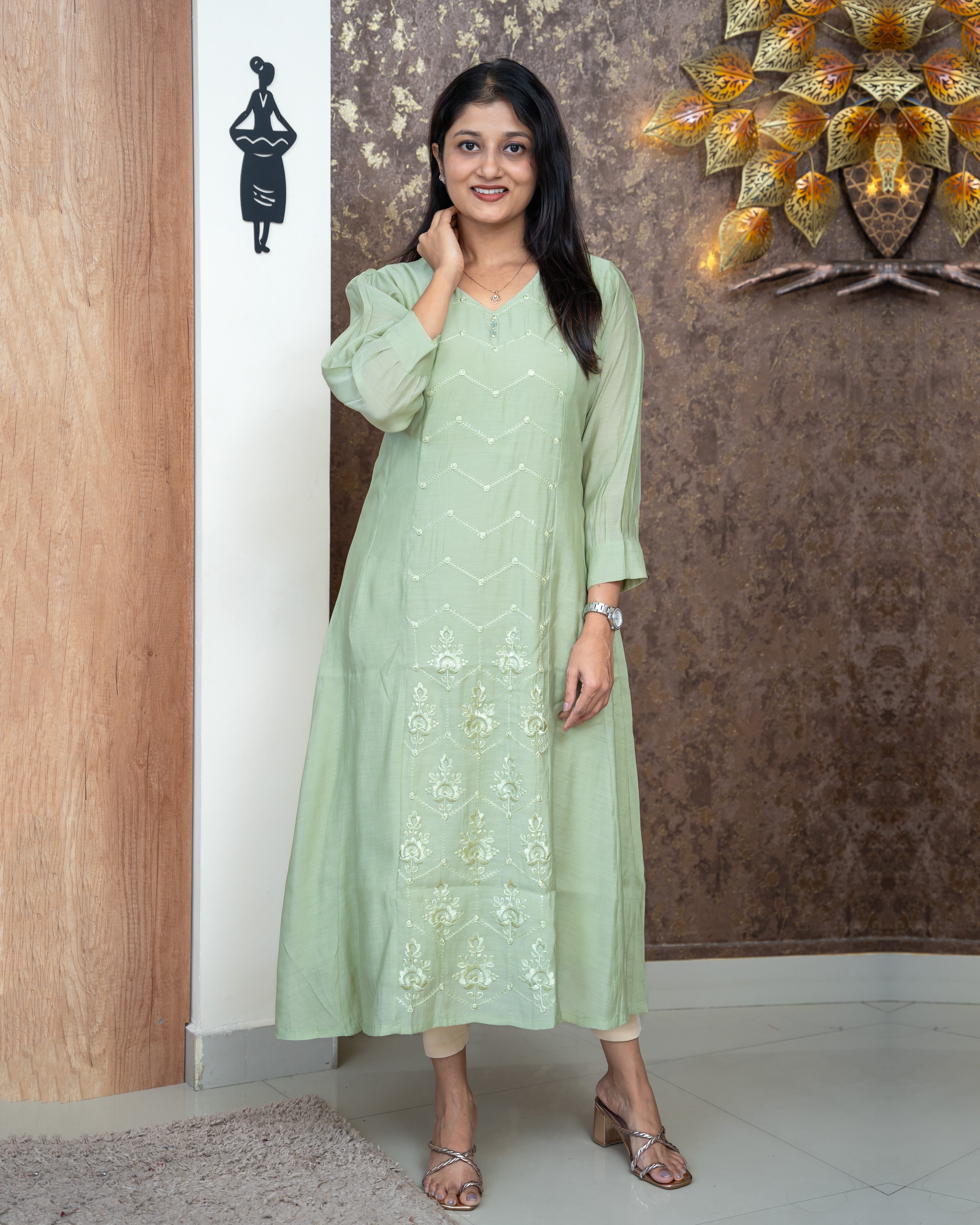 Load image into Gallery viewer, Mul Chanderi Kurti-5189