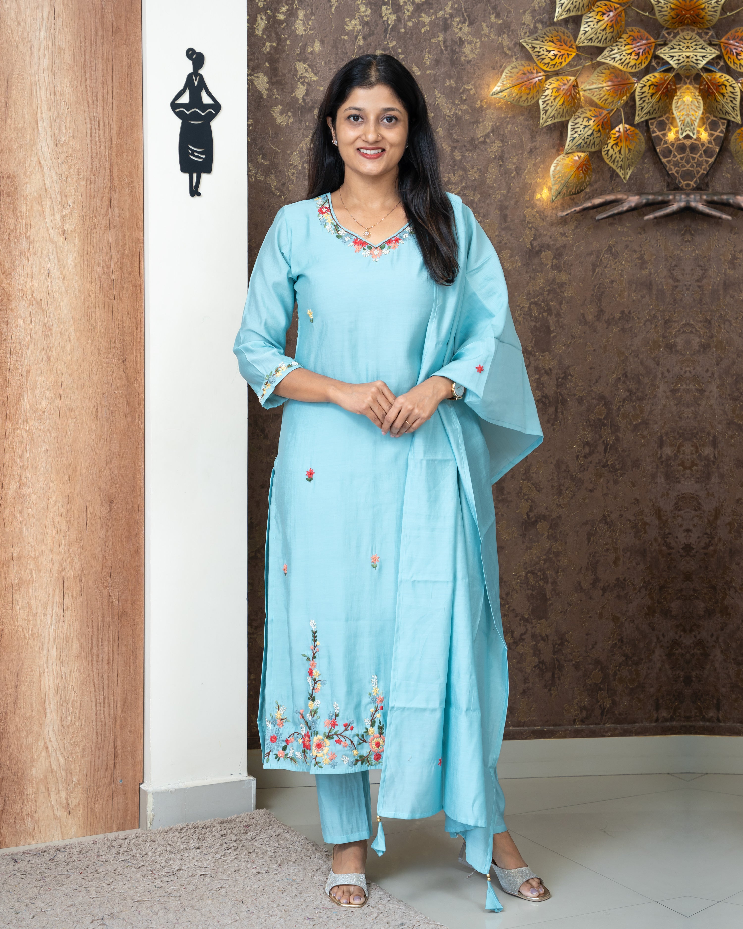 Load image into Gallery viewer, Chanderi Silk Suit-5186