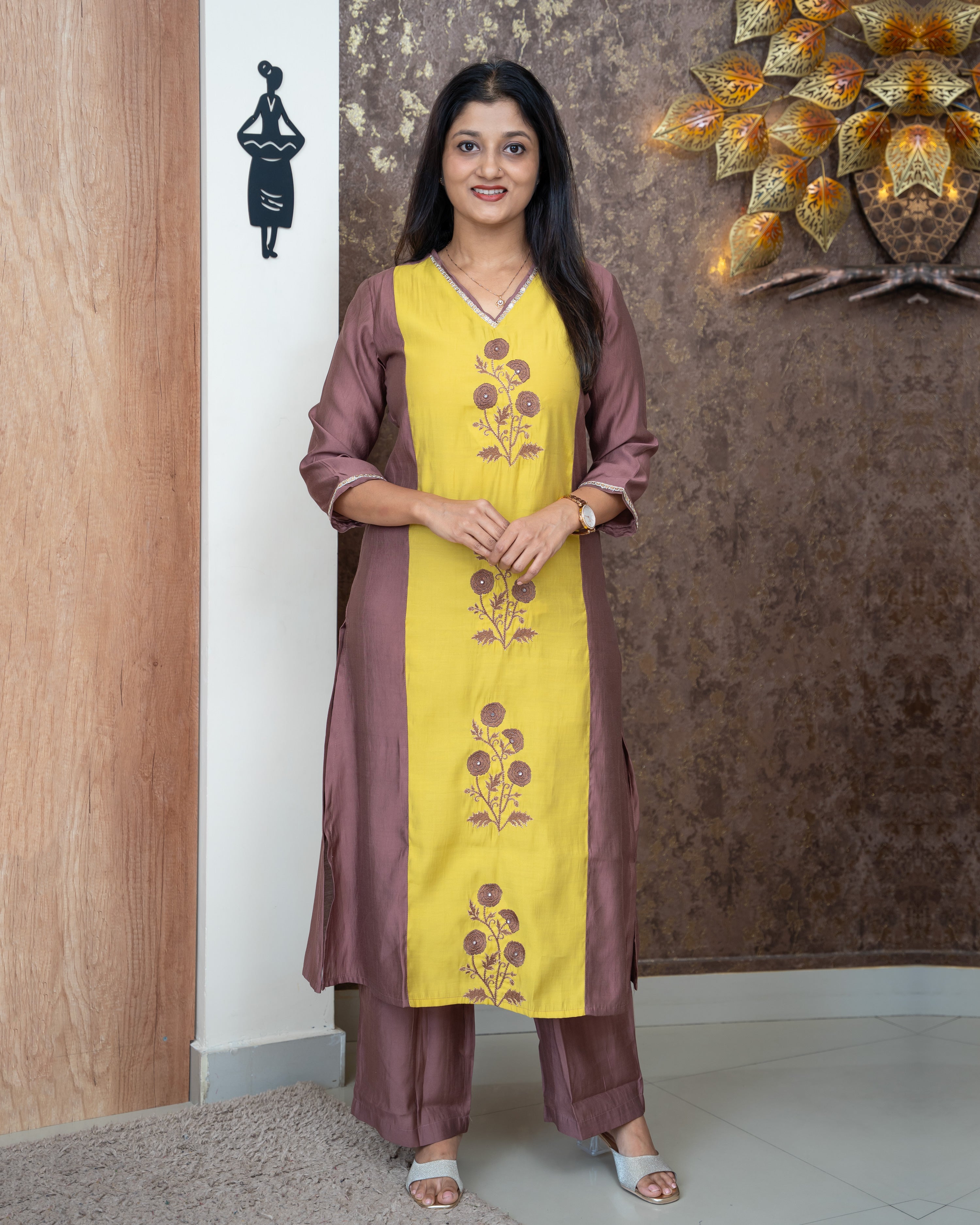 Load image into Gallery viewer, Semi Silk Co-Ord Set-5254