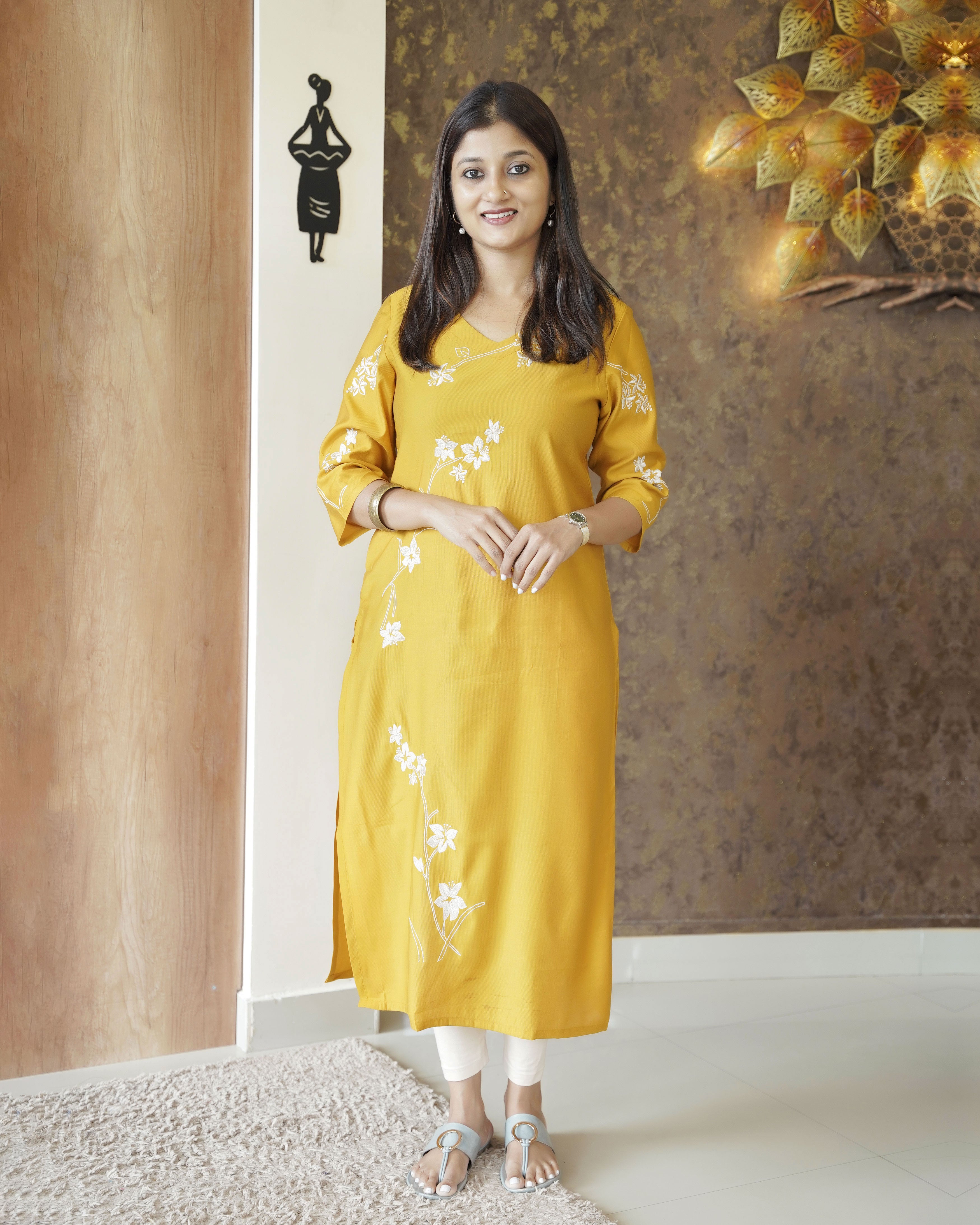 Load image into Gallery viewer, Viscose Silk Slitted Kurti-0519