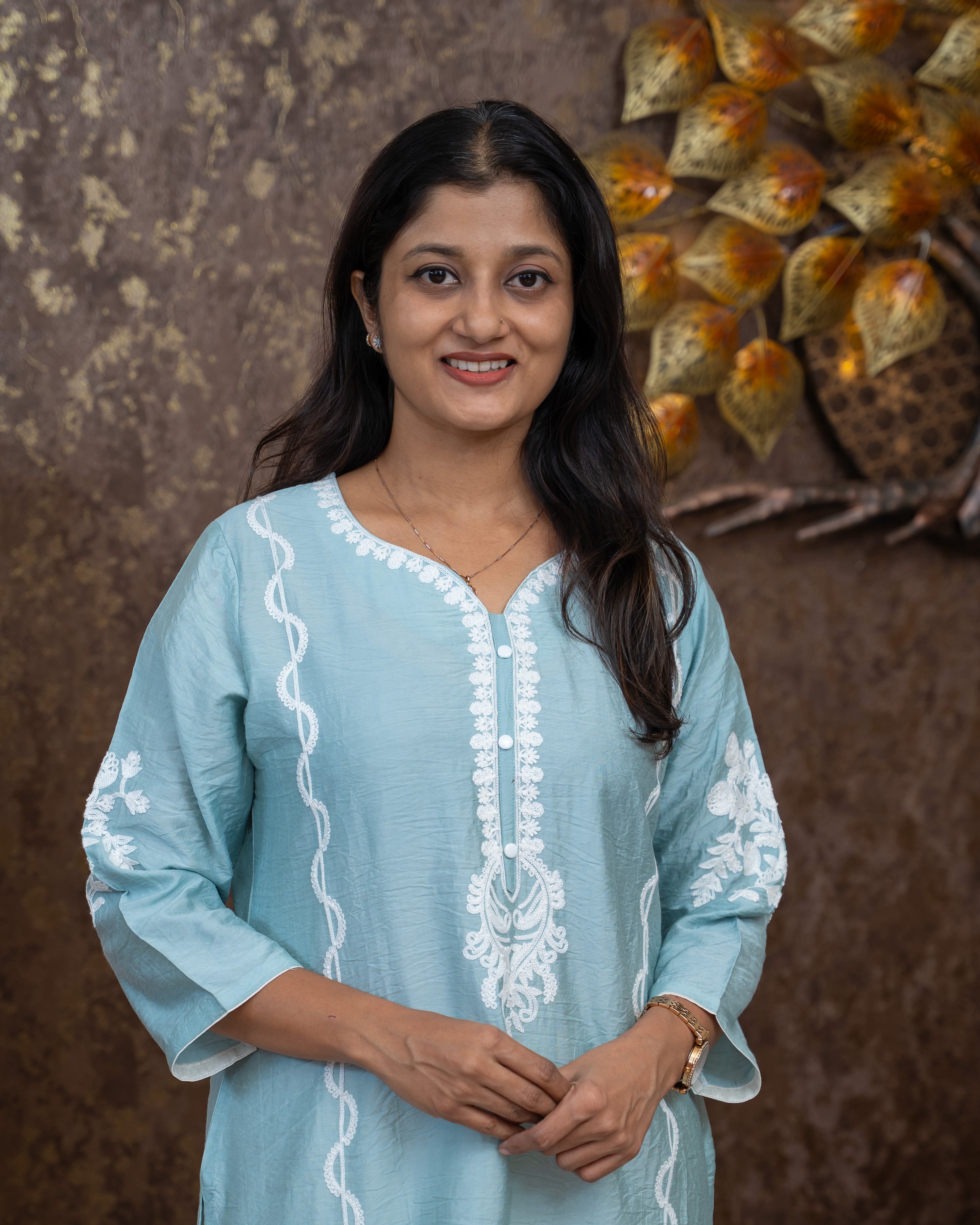 Load image into Gallery viewer, Crushed Semi Silk Kurti-5340