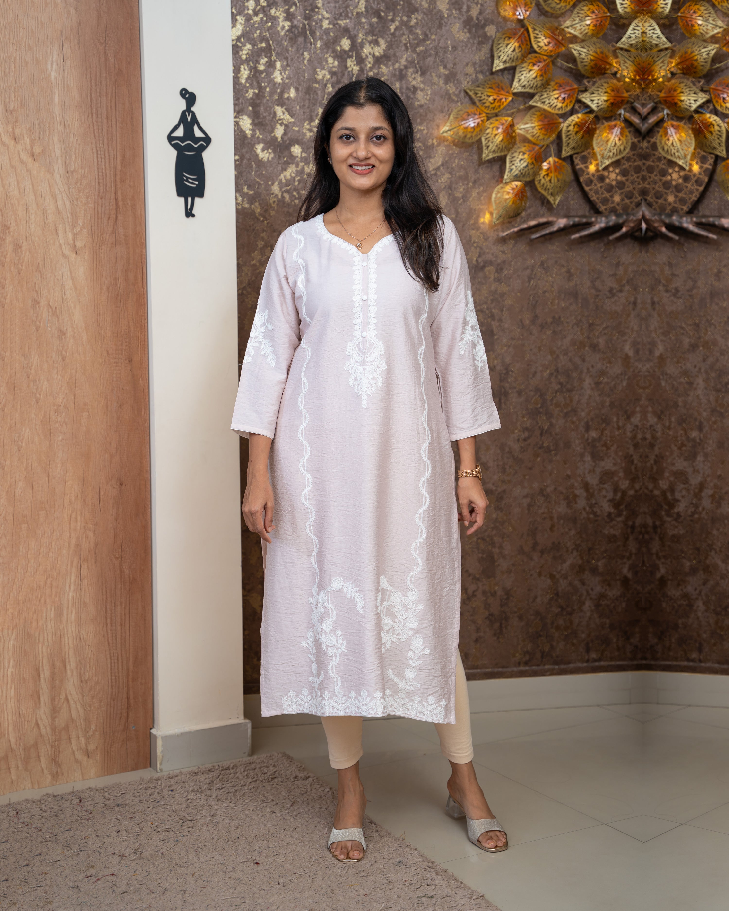 Load image into Gallery viewer, Crushed Semi Silk Kurti-5340