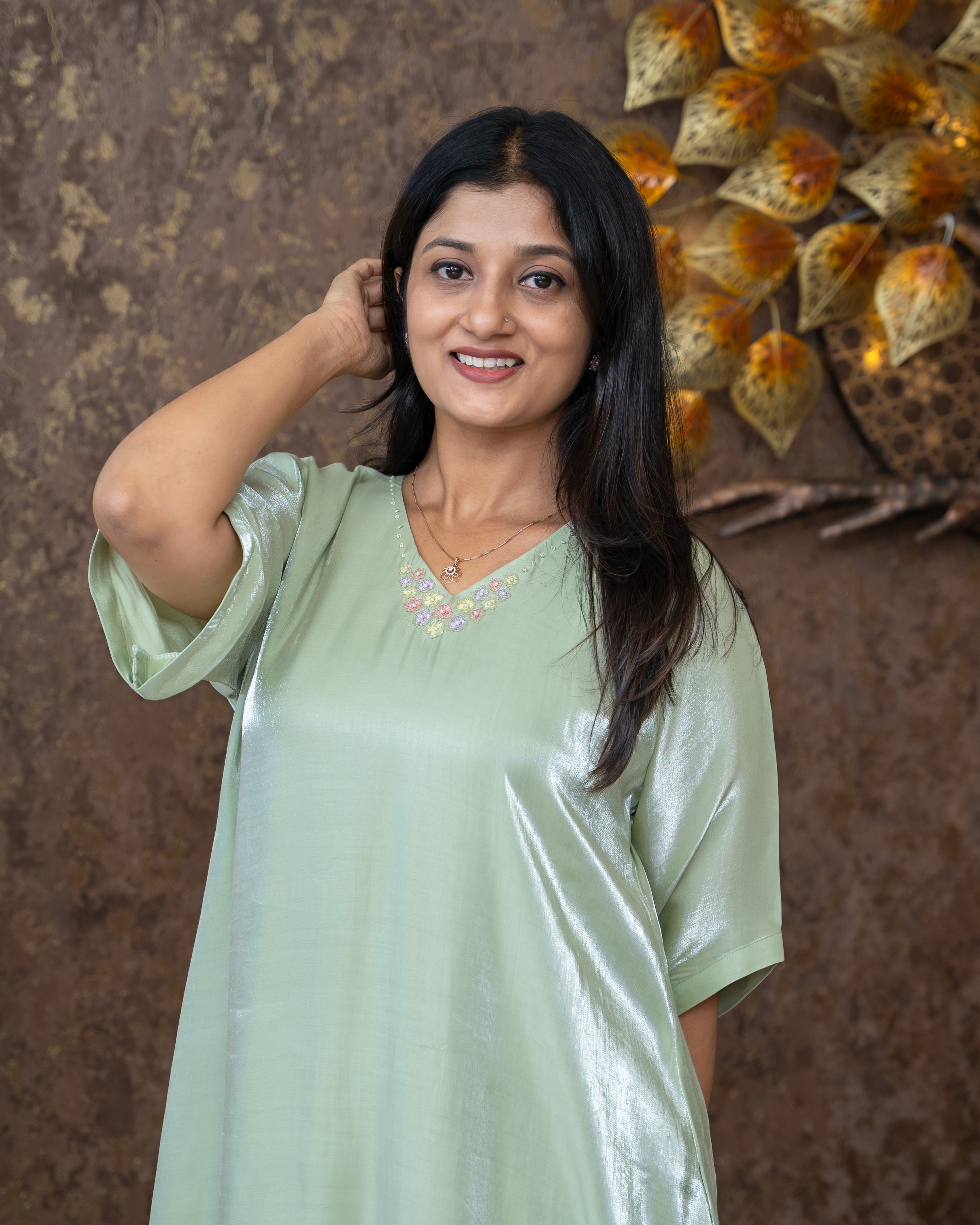 Load image into Gallery viewer, Metallic Organza Kurti-871