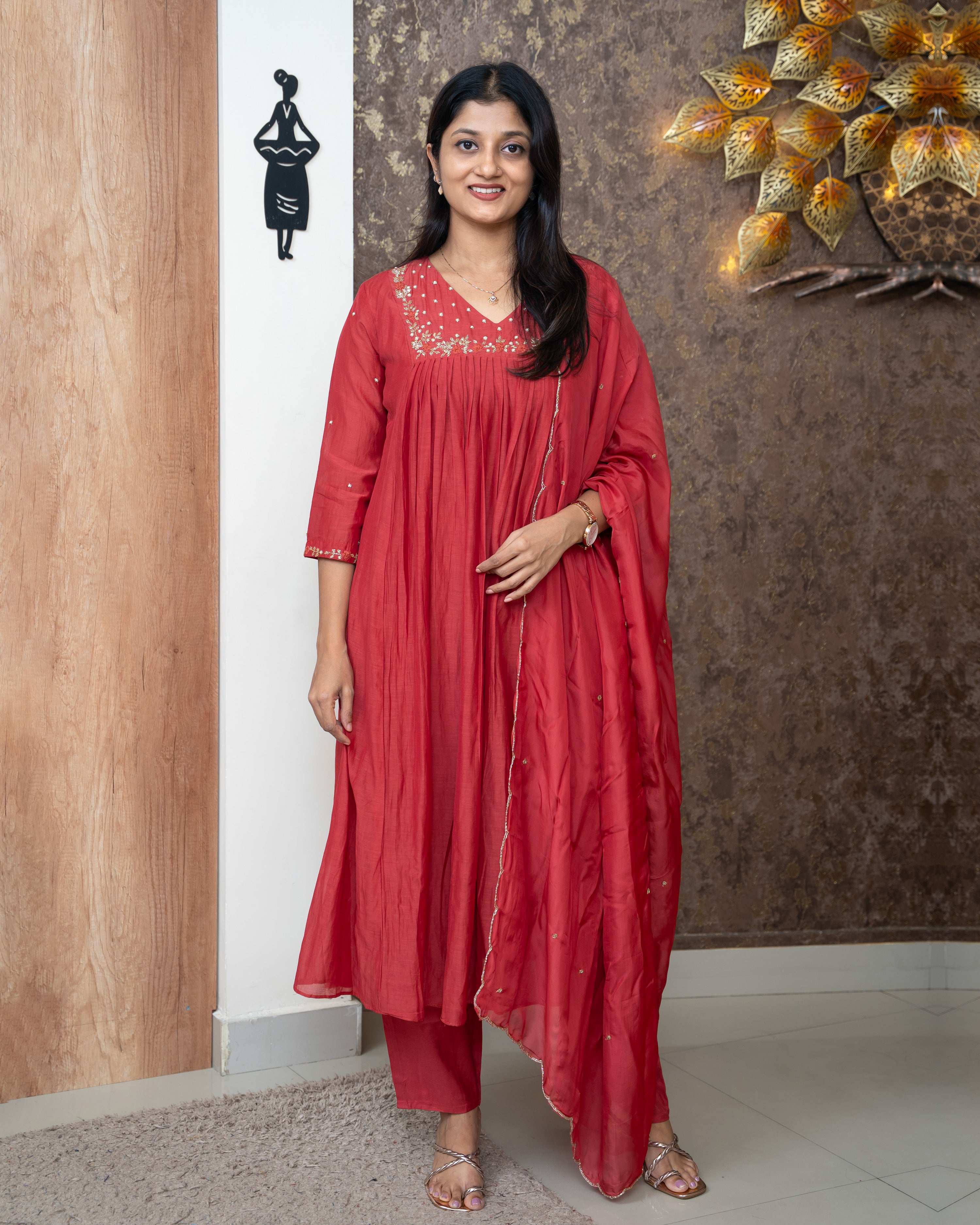 Load image into Gallery viewer, Mul Chanderi Suit-5580