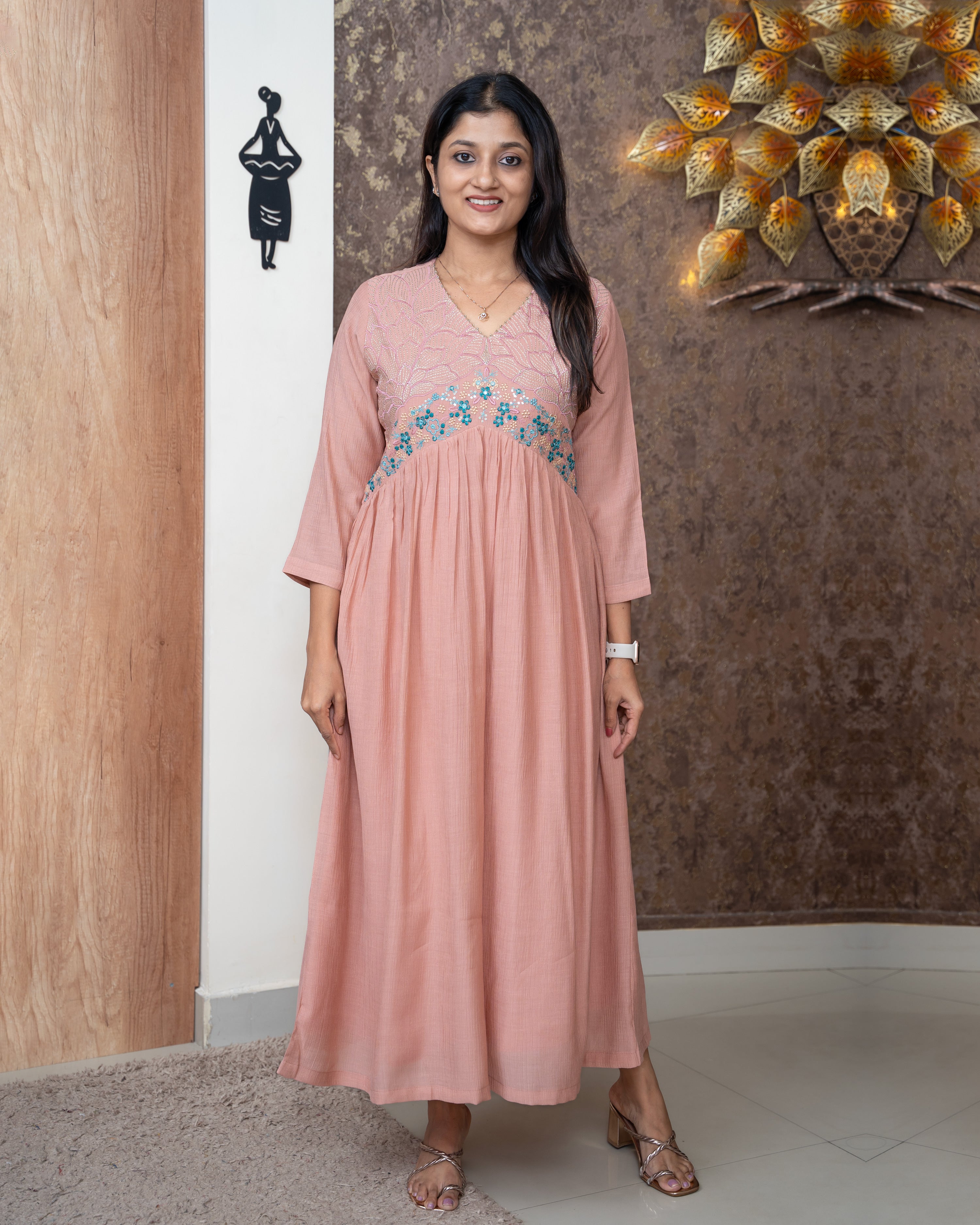 Load image into Gallery viewer, Crushed Mul Chnaderi Kurti-5639