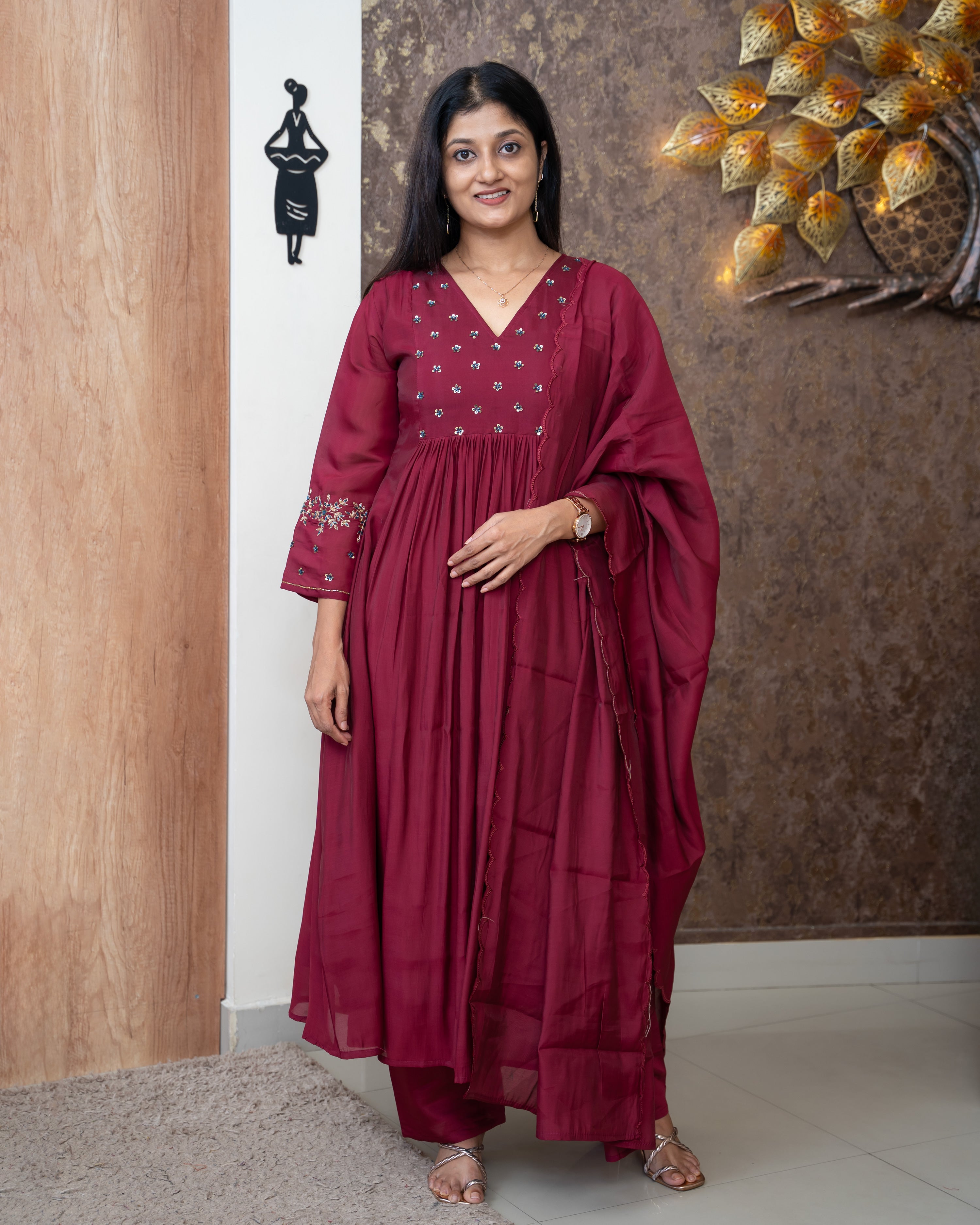 Load image into Gallery viewer, Mul Chanderi Suit-5708