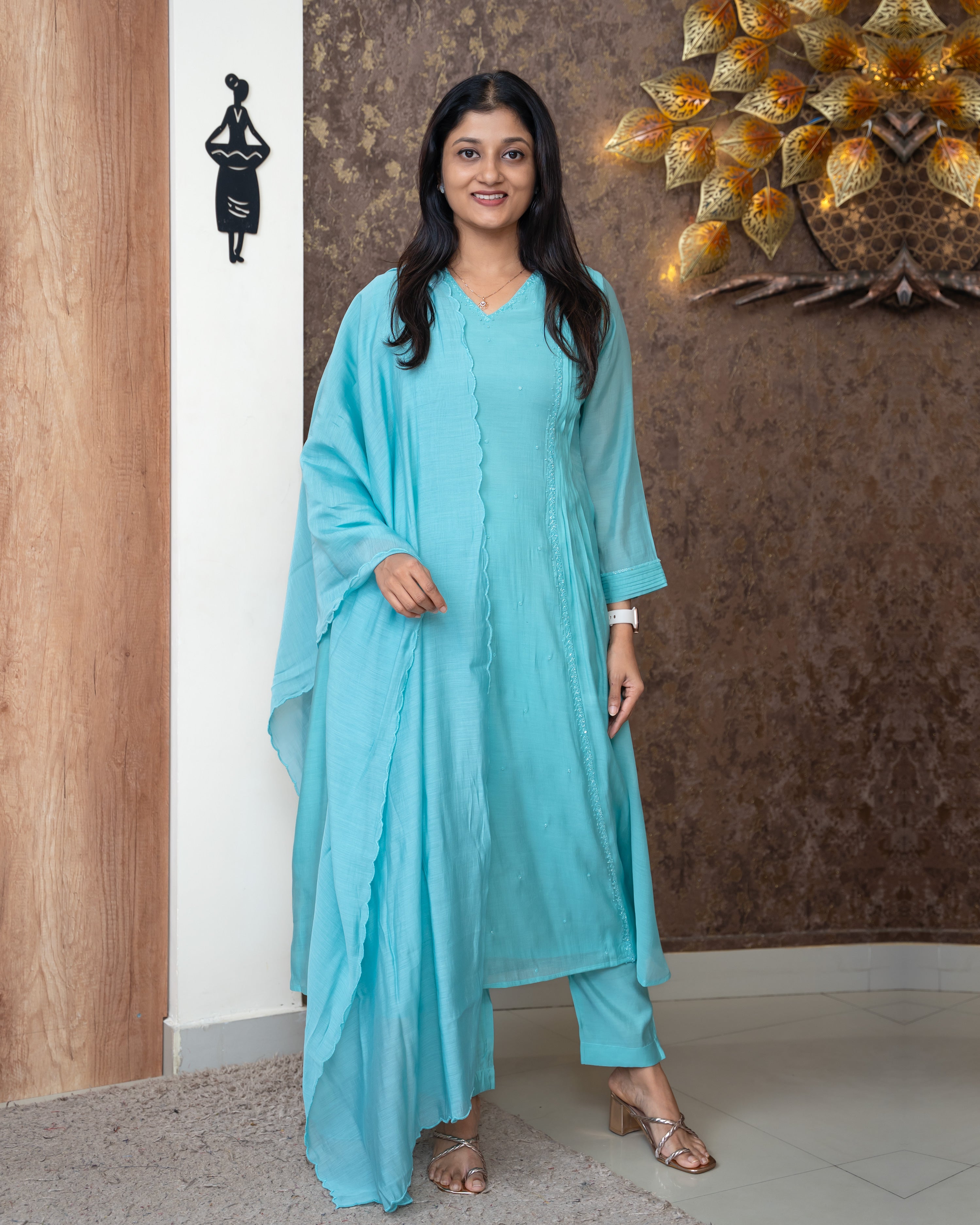 Load image into Gallery viewer, Mul Chanderi Suit-5781