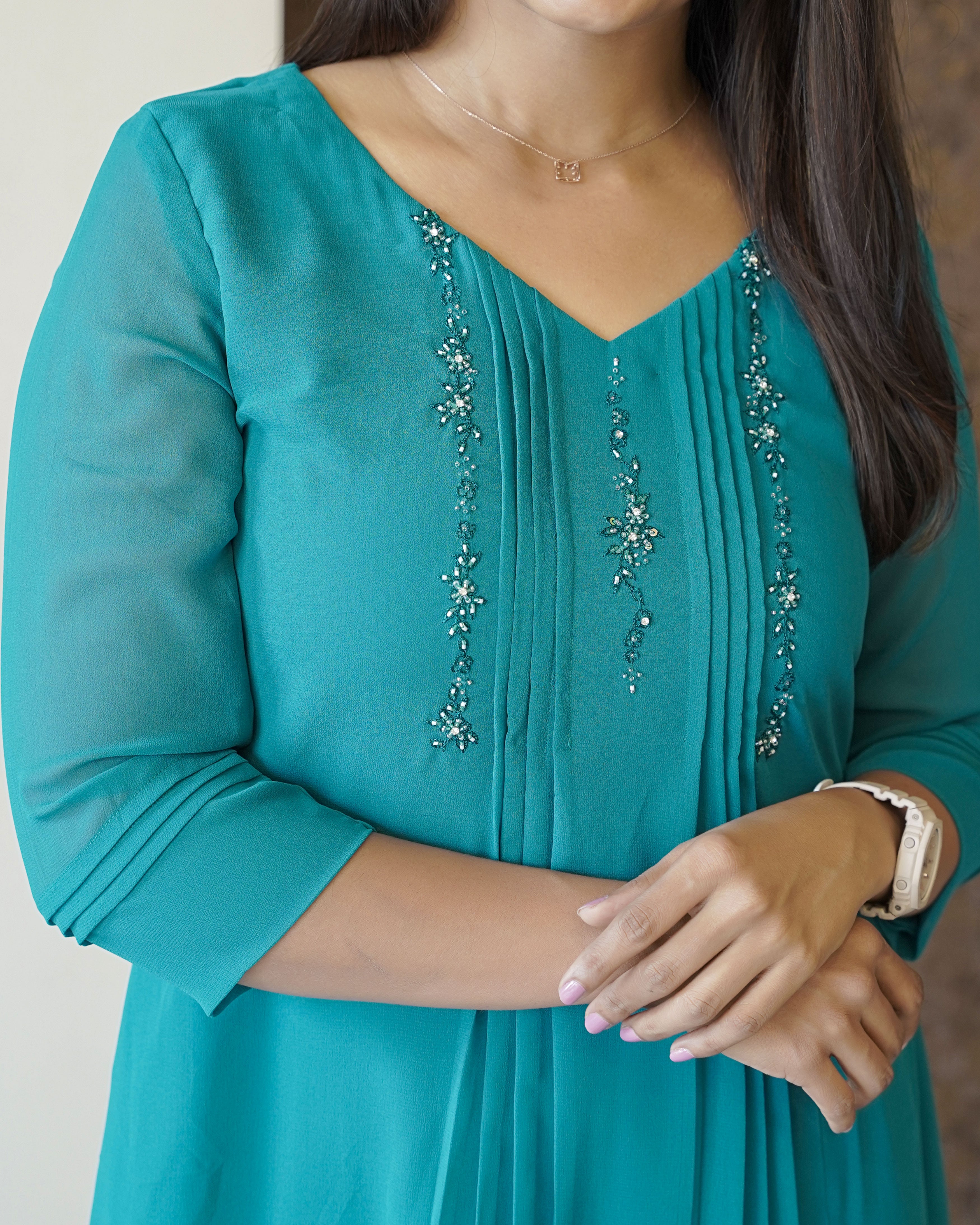 Load image into Gallery viewer, Georgette Designer Kurti(Pre-Order)- 1543