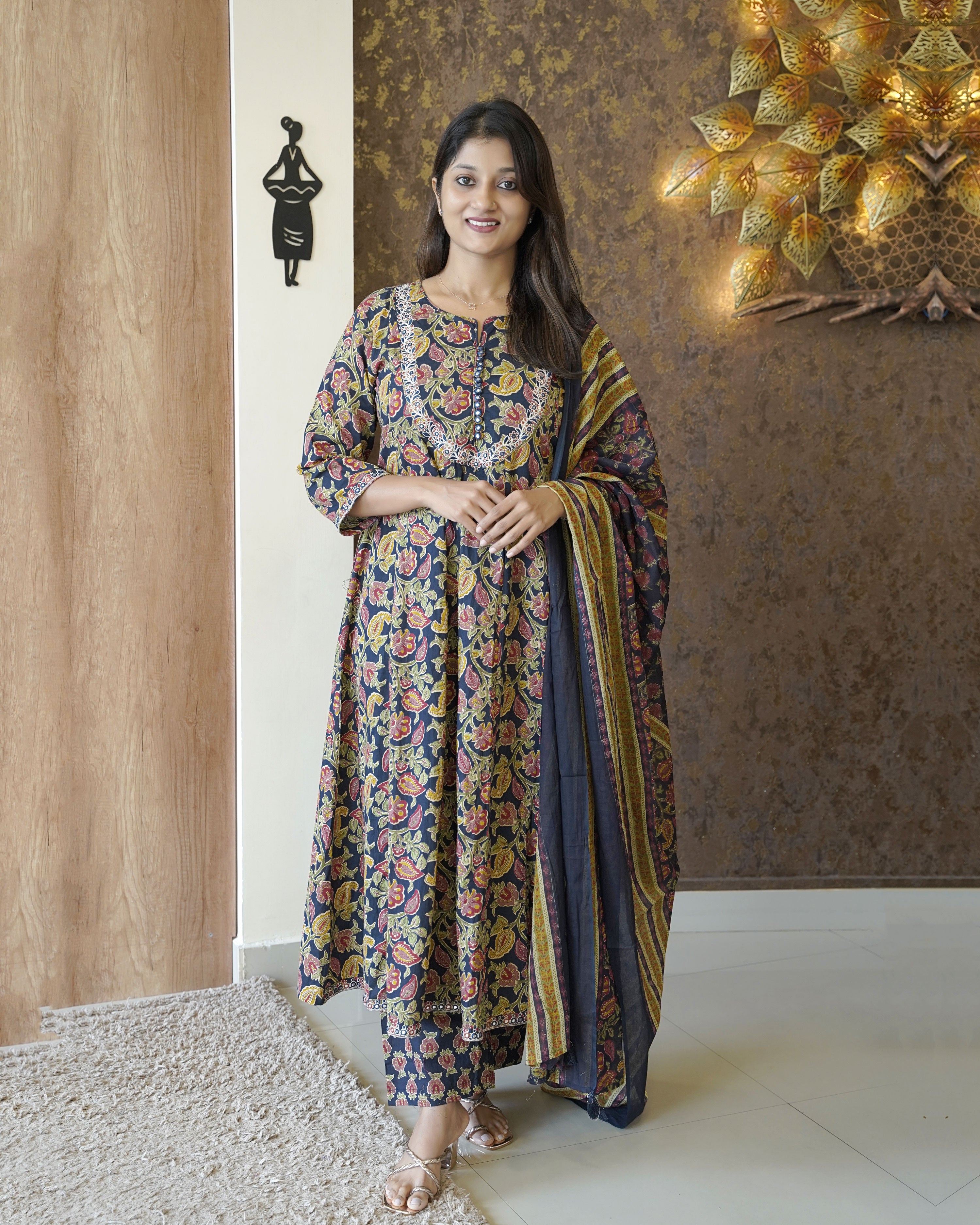 Load image into Gallery viewer, Pure Cotton Anarkali Kurti Set-2135