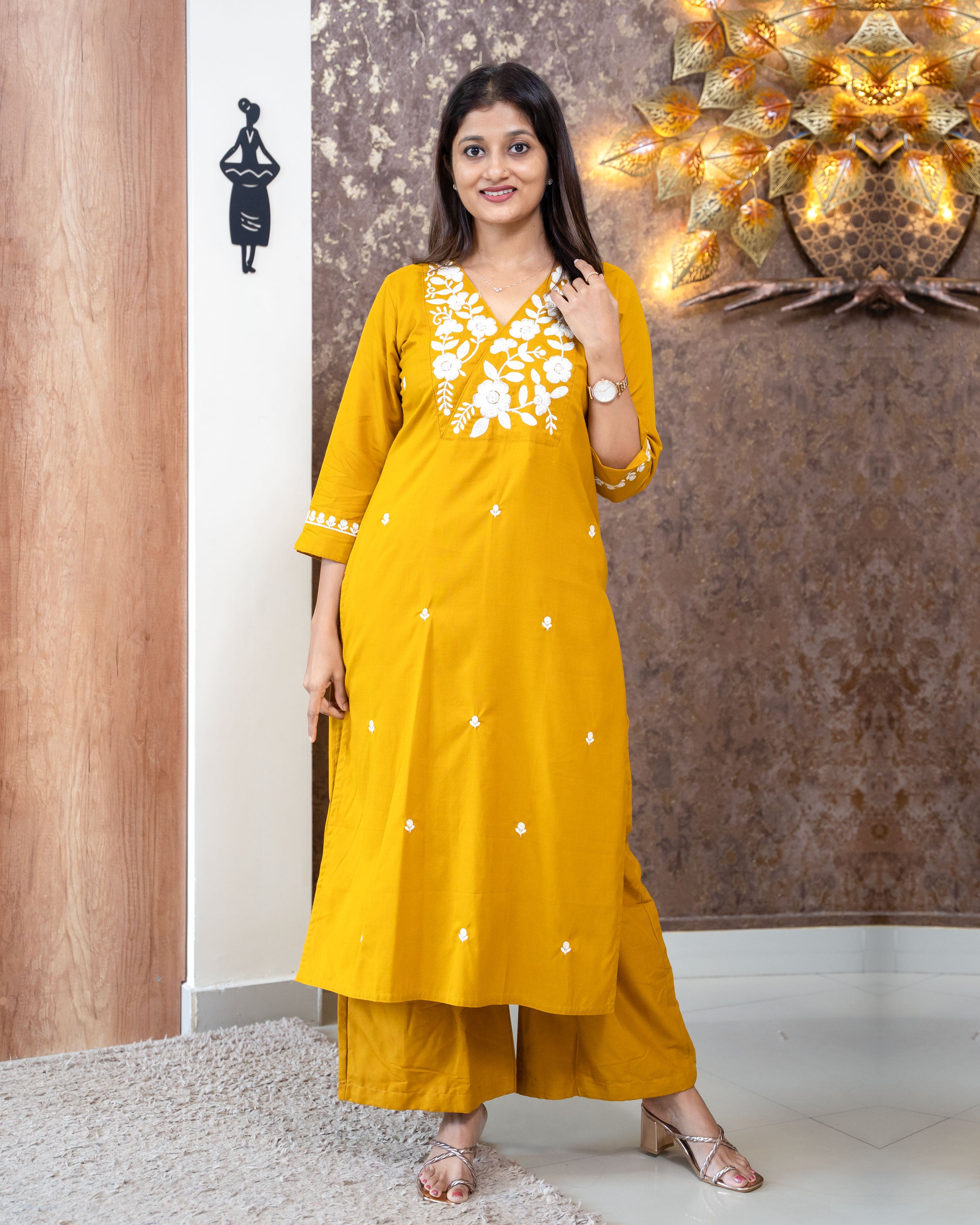 Load image into Gallery viewer, Rayon Cotton Kurti Set-3055