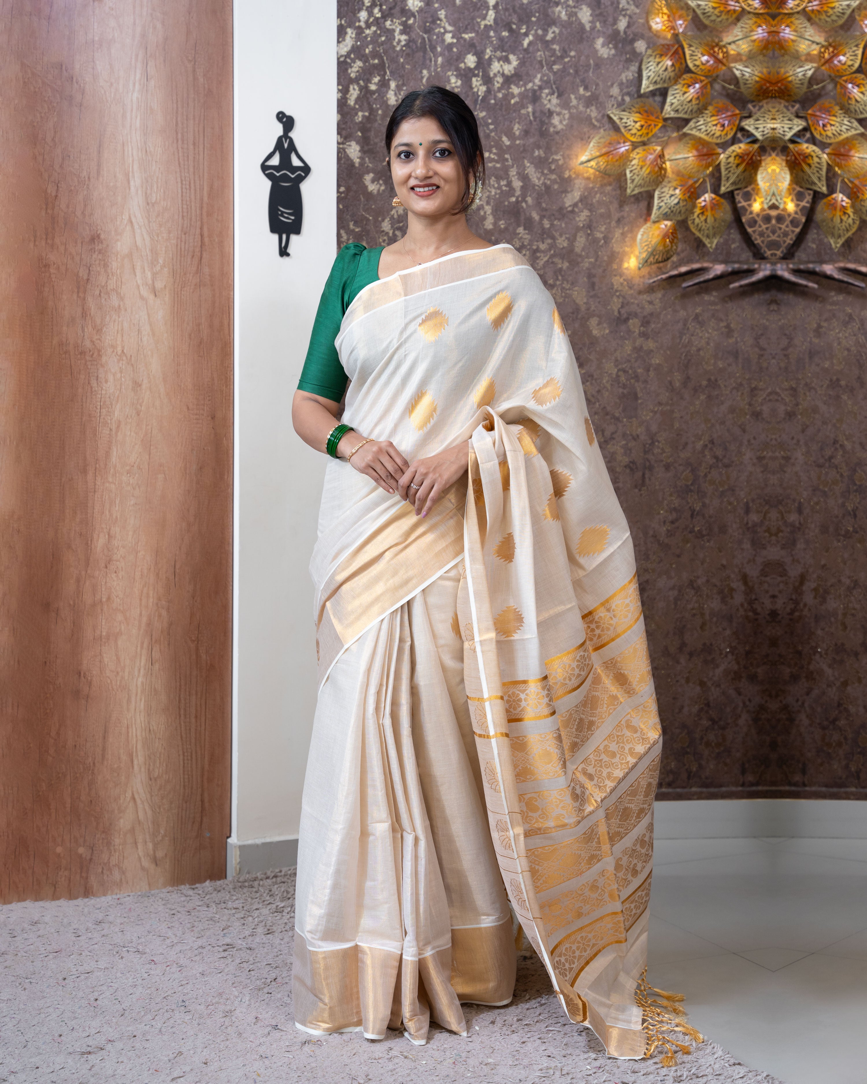 Load image into Gallery viewer, Tissue Kerala Saree-5063