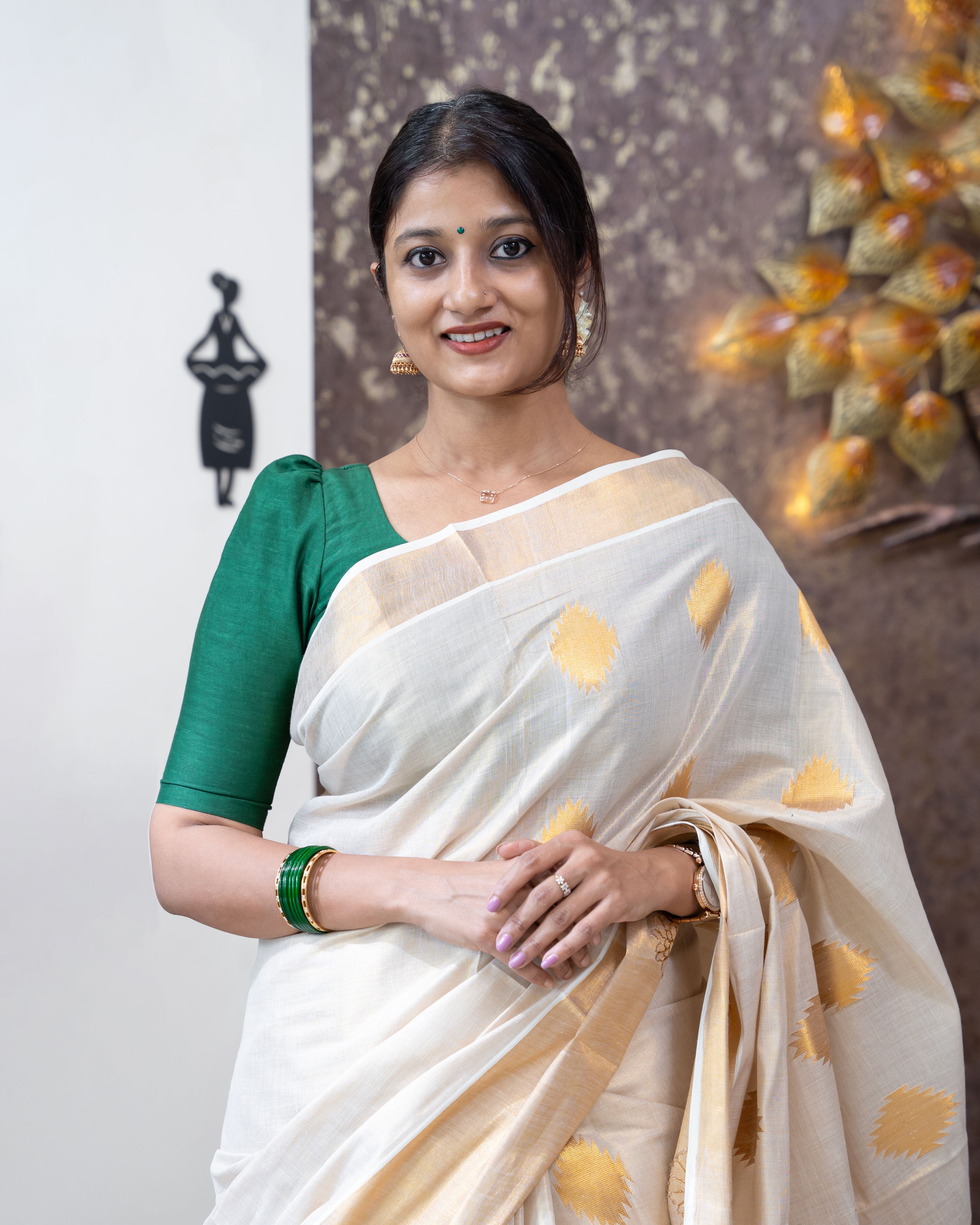 Load image into Gallery viewer, Tissue Kerala Saree-5063