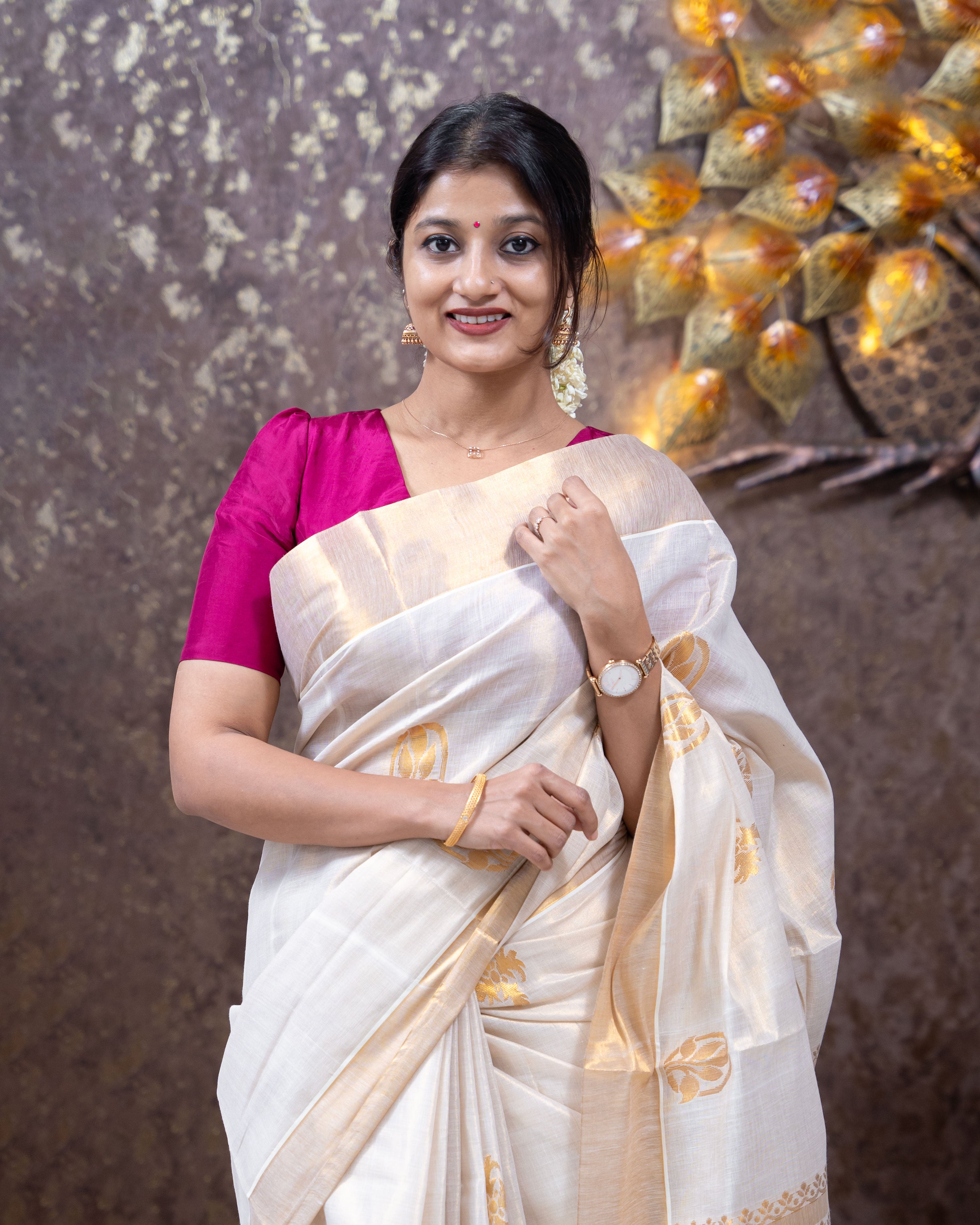 Load image into Gallery viewer, Tissue Kerala Saree-5064