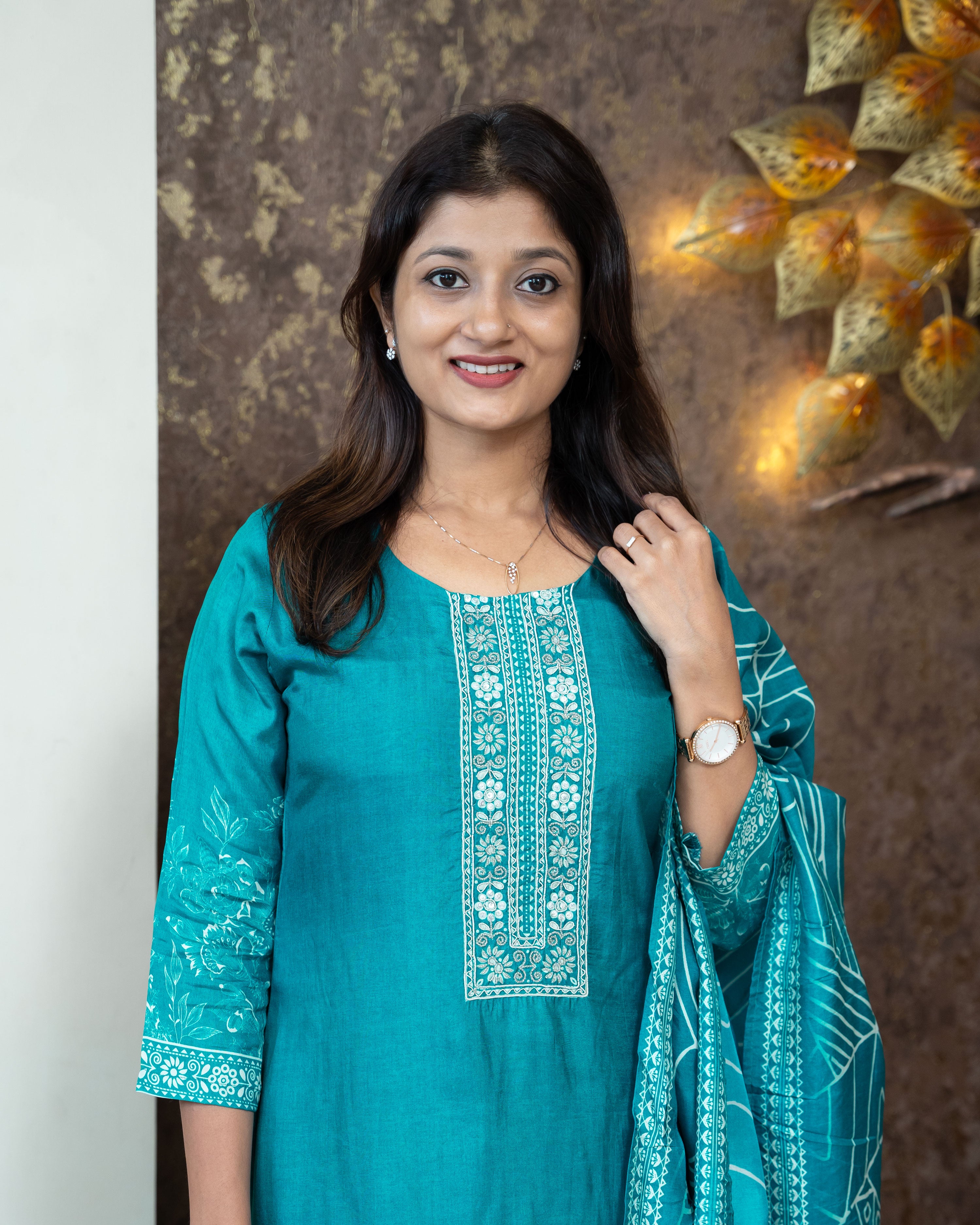 Load image into Gallery viewer, Muslin Silk Kurti Set-3875