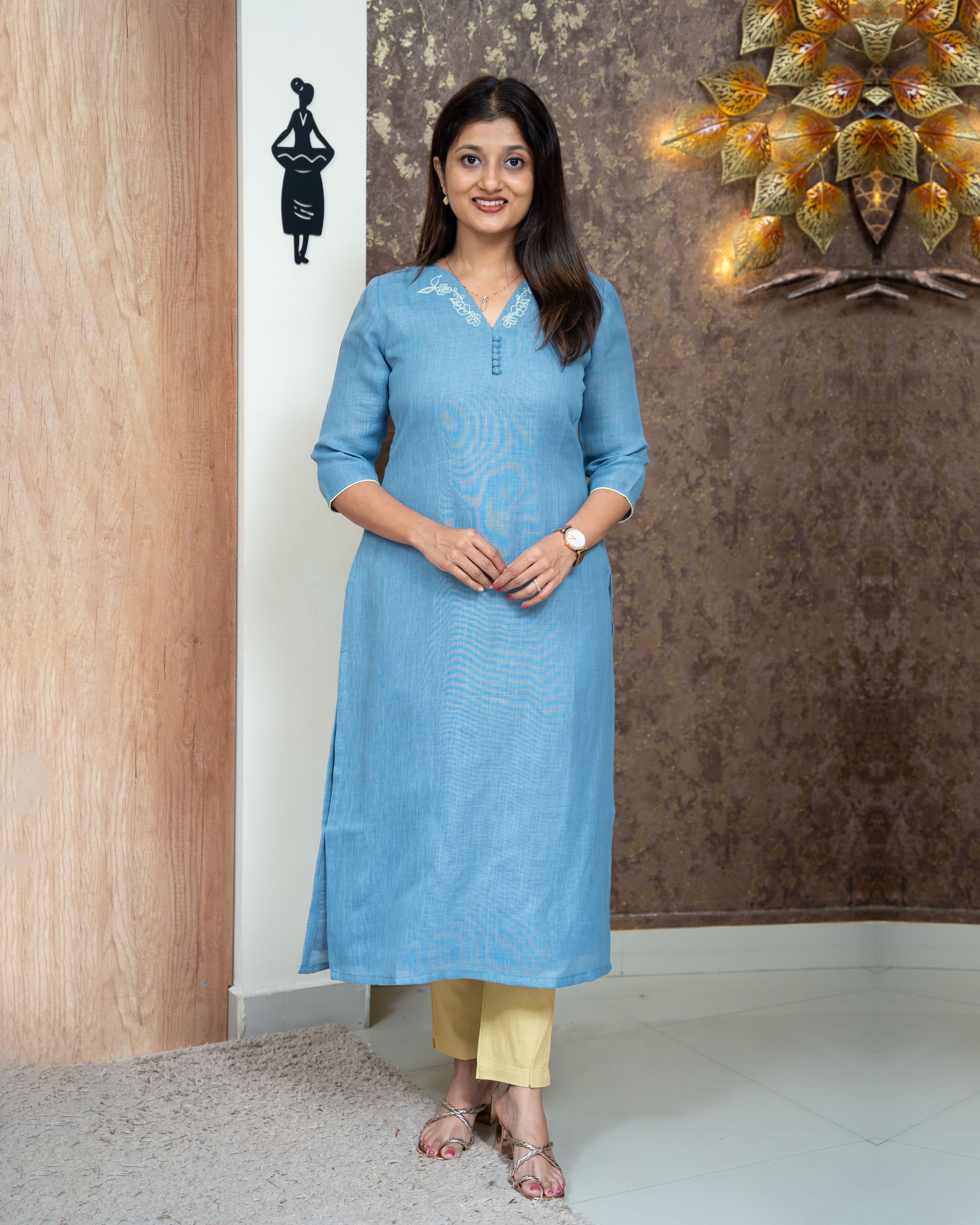 Load image into Gallery viewer, Linen Cotton Designer Kurti(Pre-Order)-3976