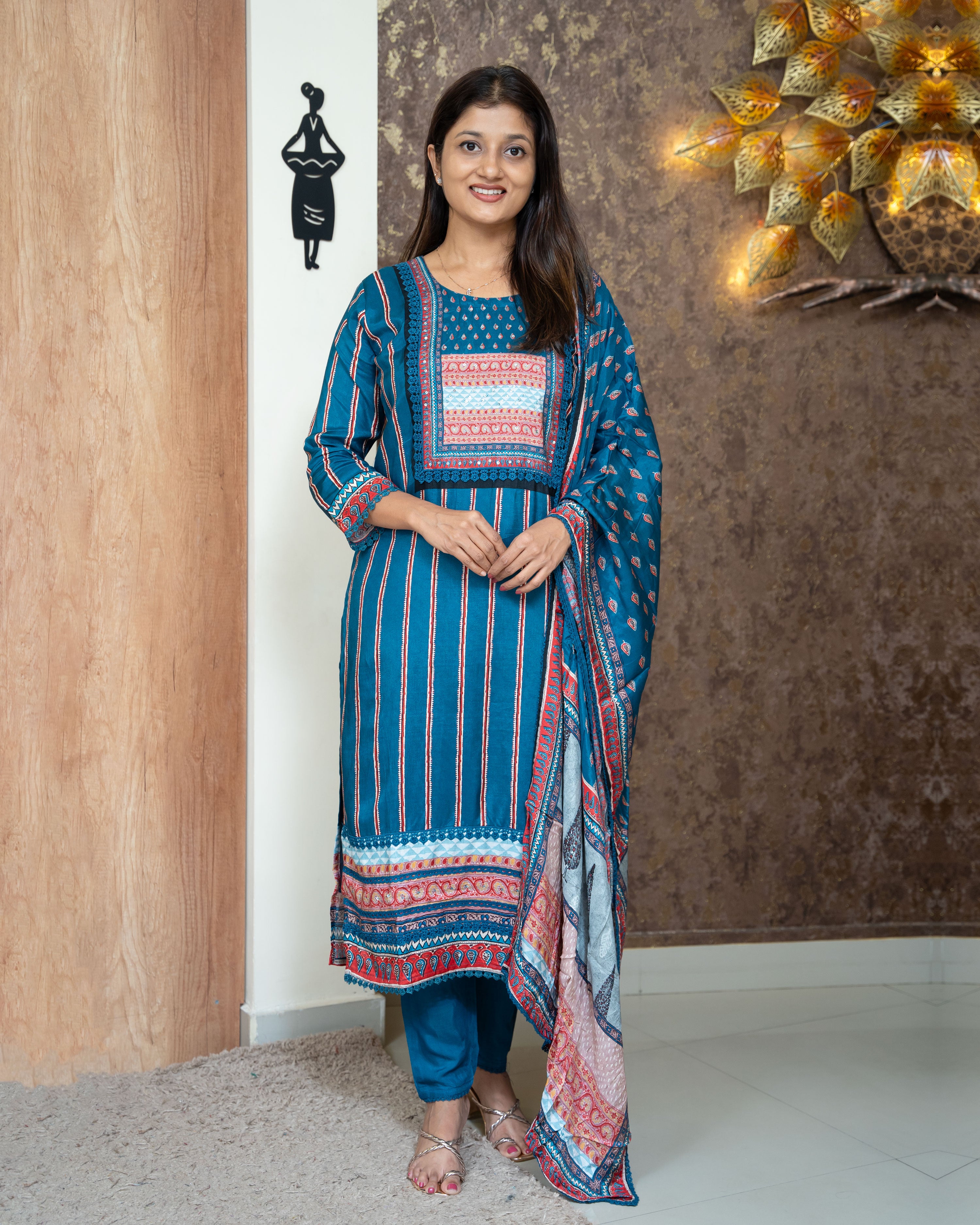 Load image into Gallery viewer, Muslin Silk Kurti Set-4011