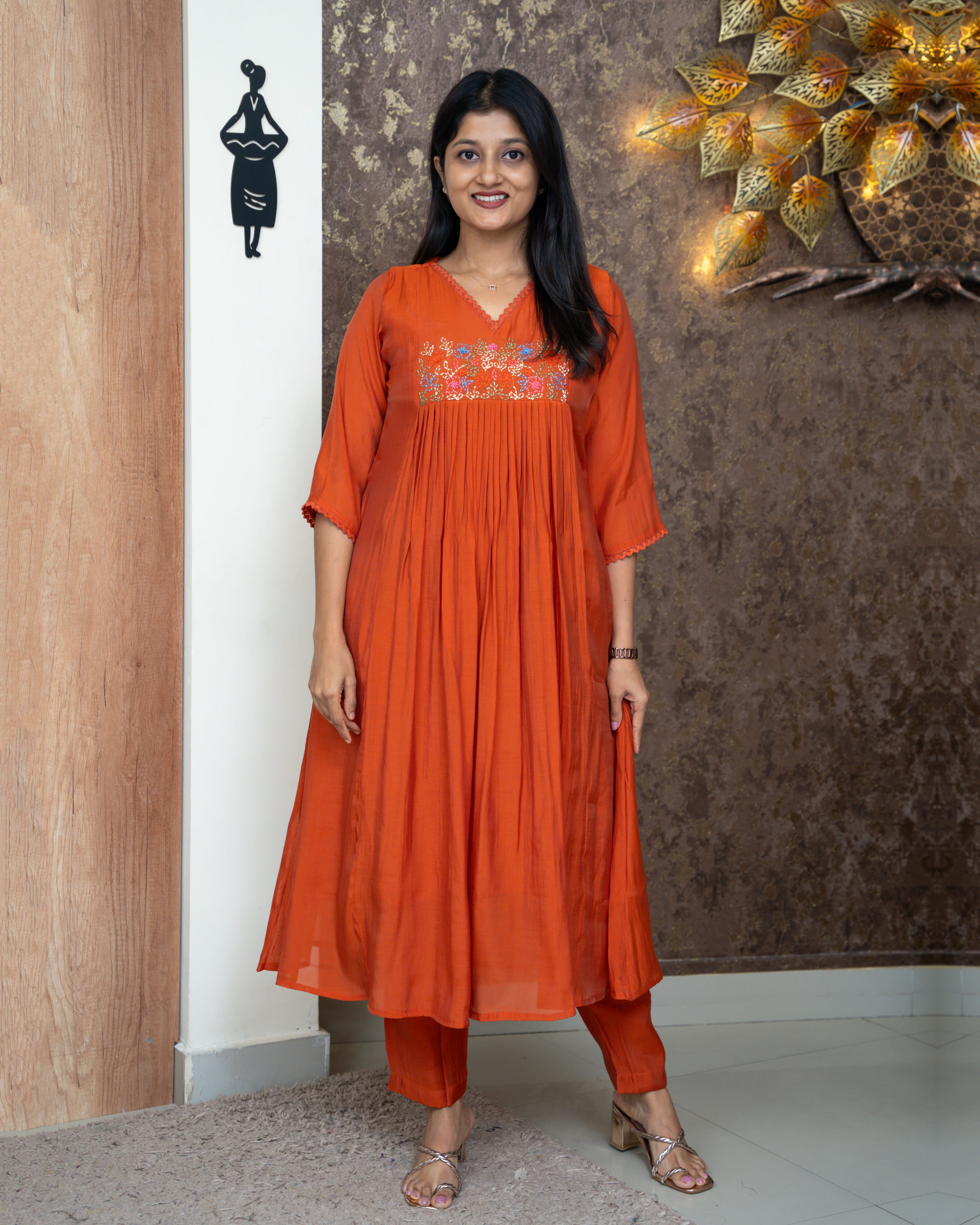 Load image into Gallery viewer, Mul Chanderi Kurti Set-4324