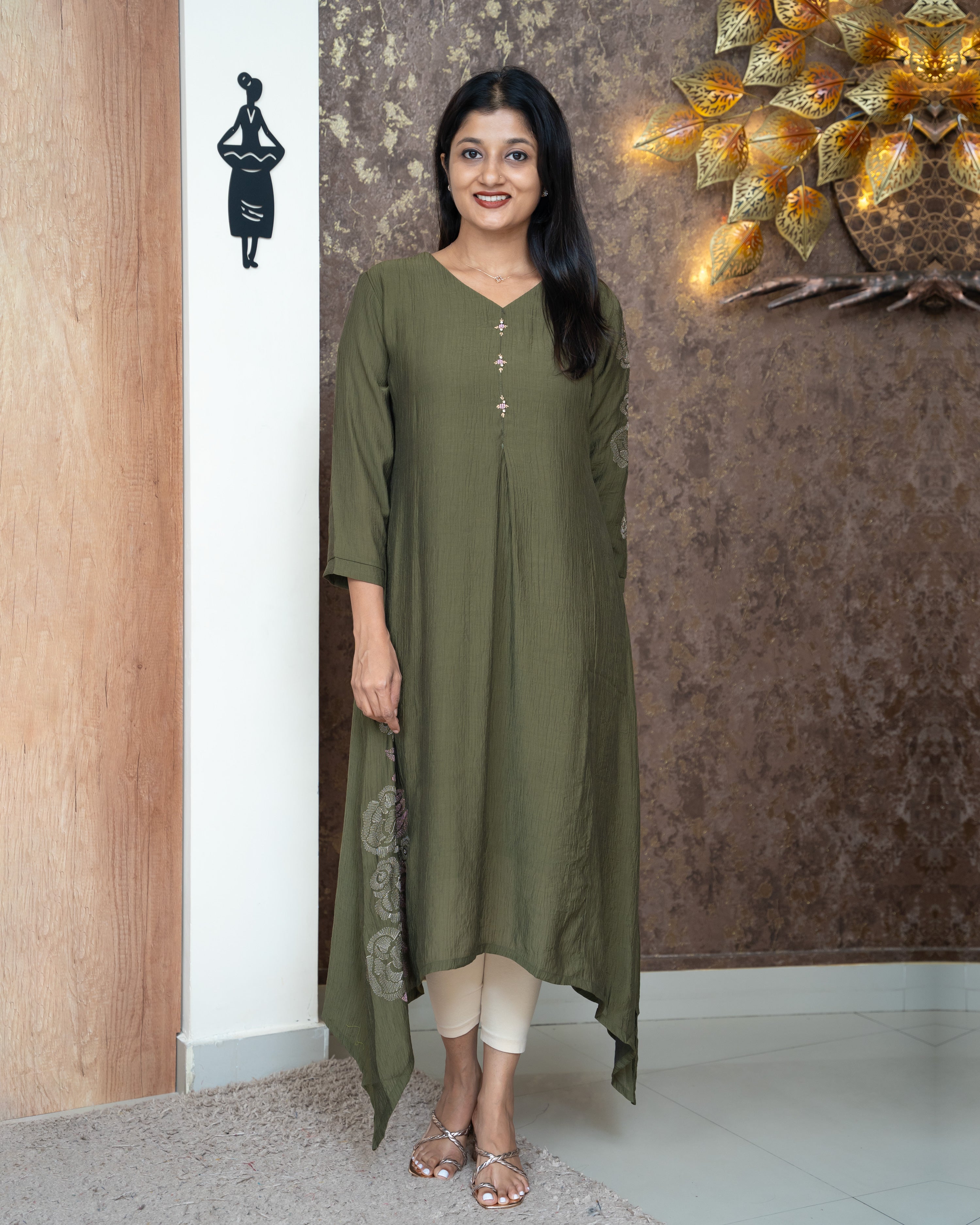 Load image into Gallery viewer, Crushed Semi Silk Kurti-4363