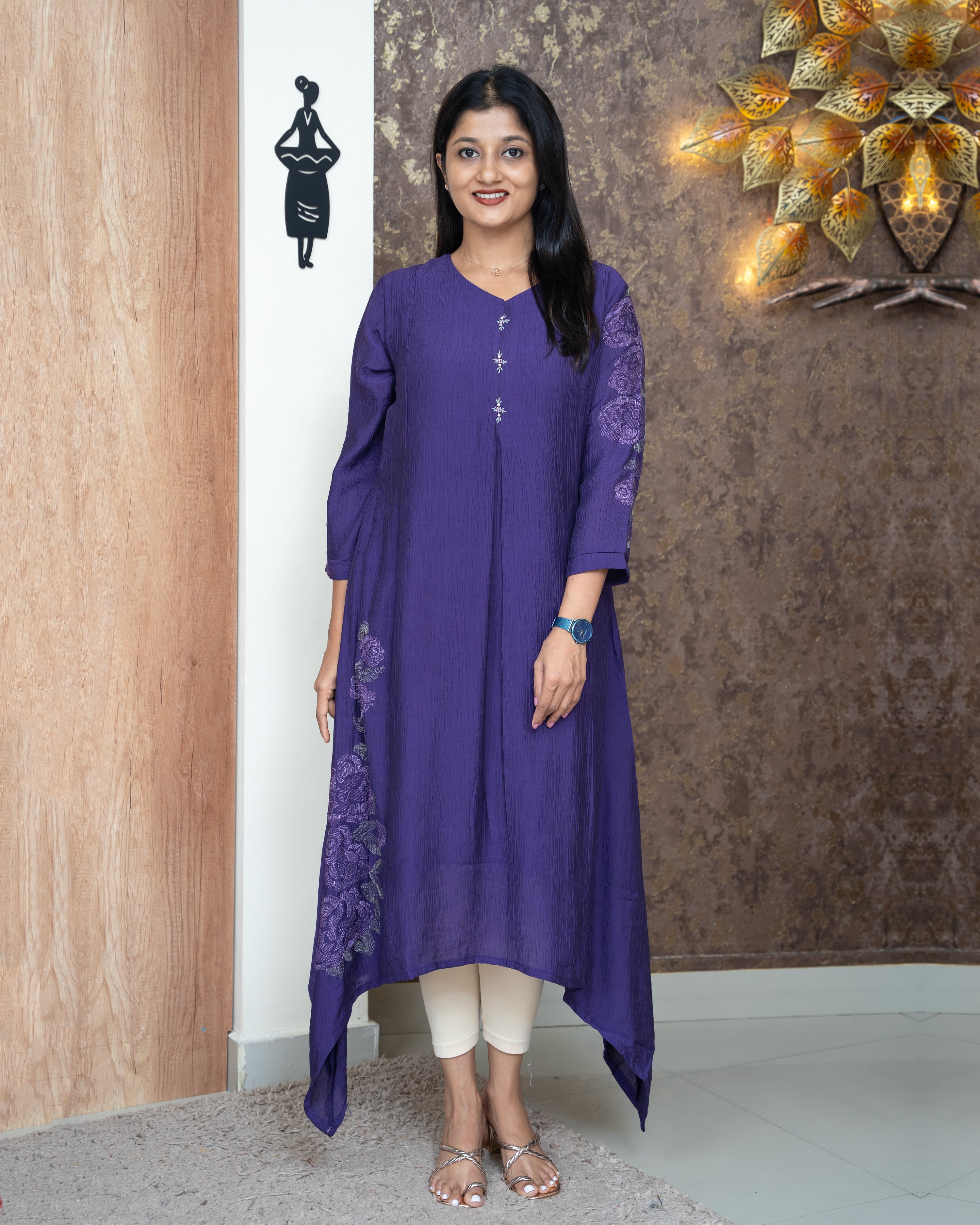 Load image into Gallery viewer, Crushed Semi Silk Kurti-4363