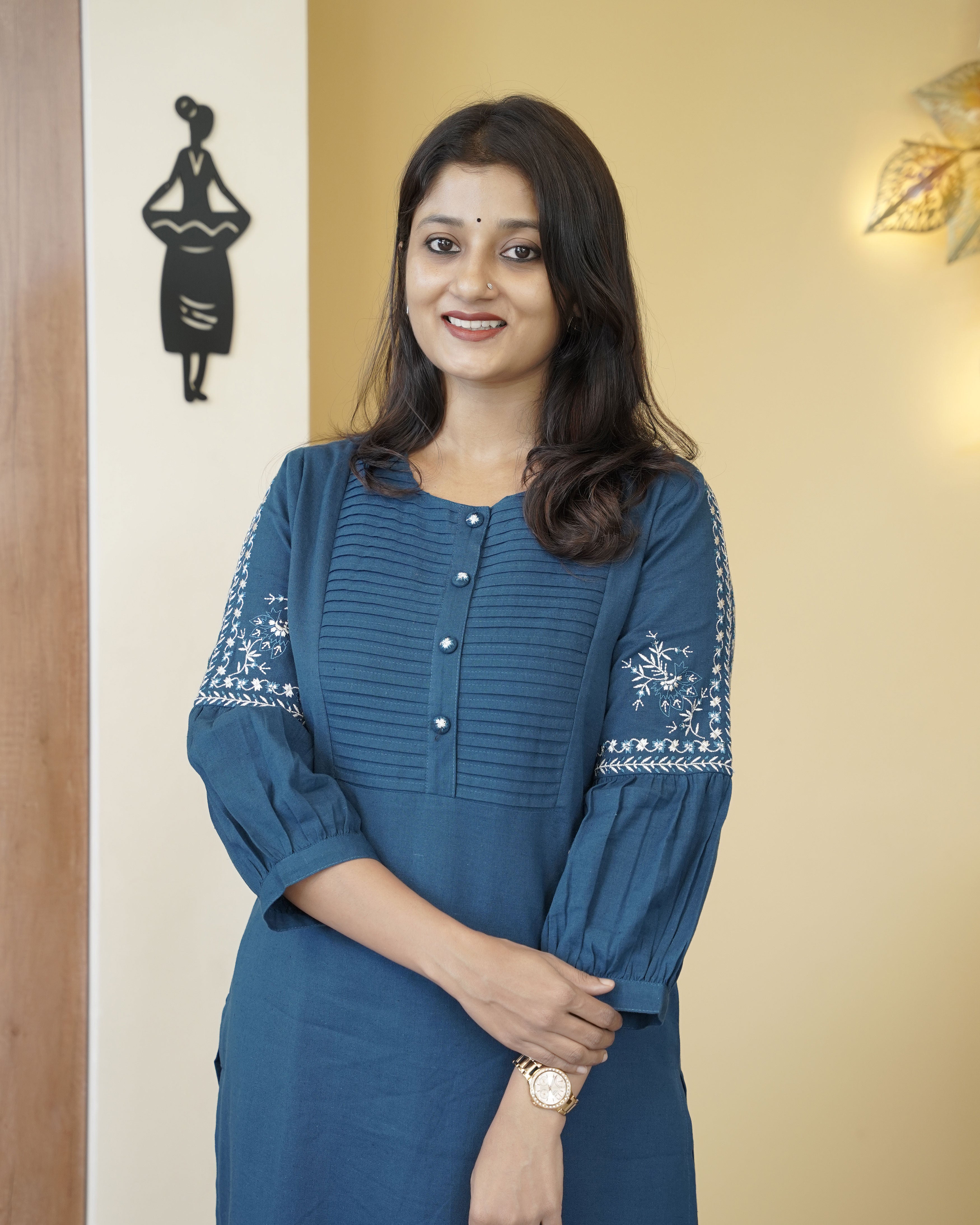 Load image into Gallery viewer, Pure Cotton Slitted Kurti Set- 5258