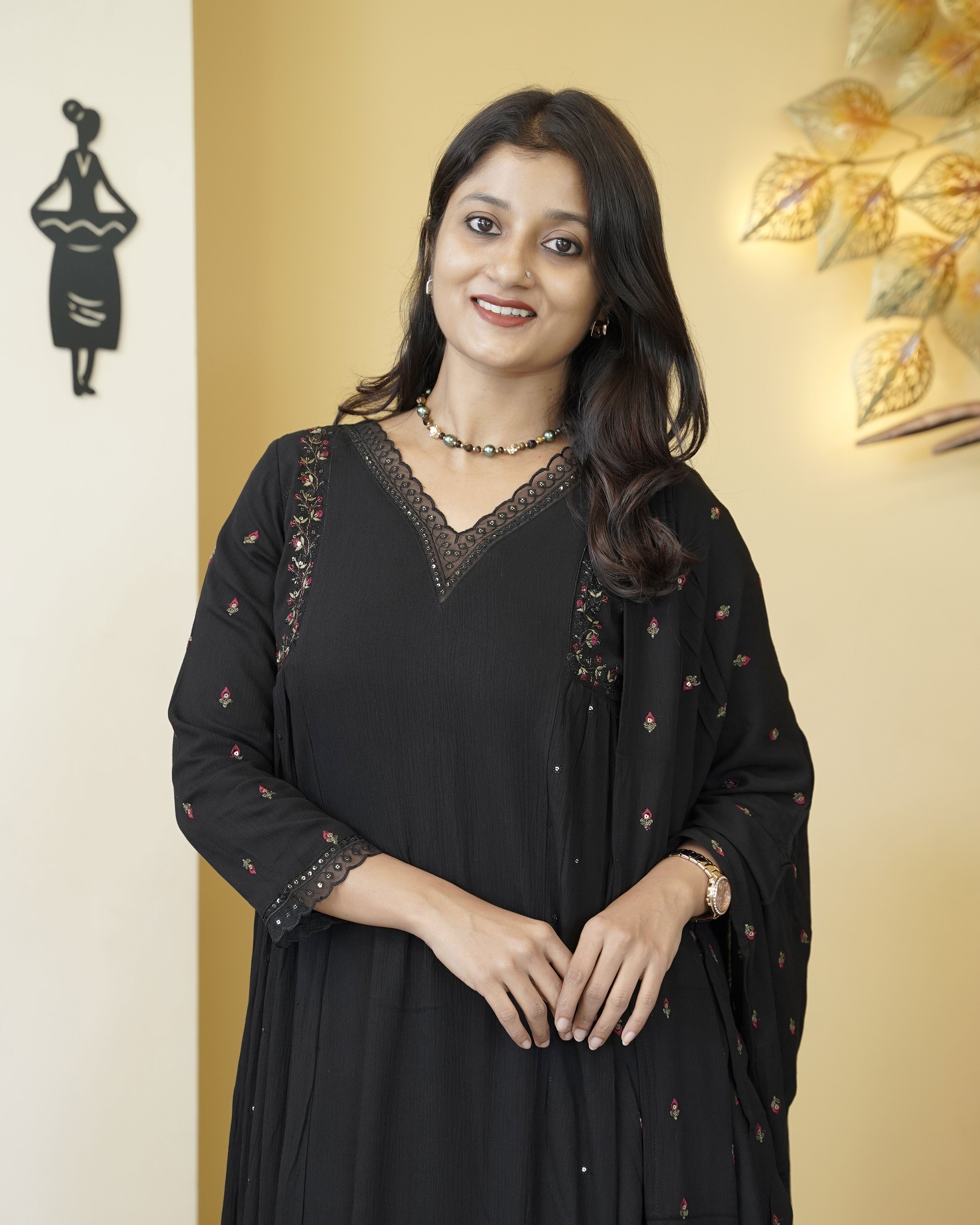 Load image into Gallery viewer, Crushed Cotton A-line Kurti Set-5262