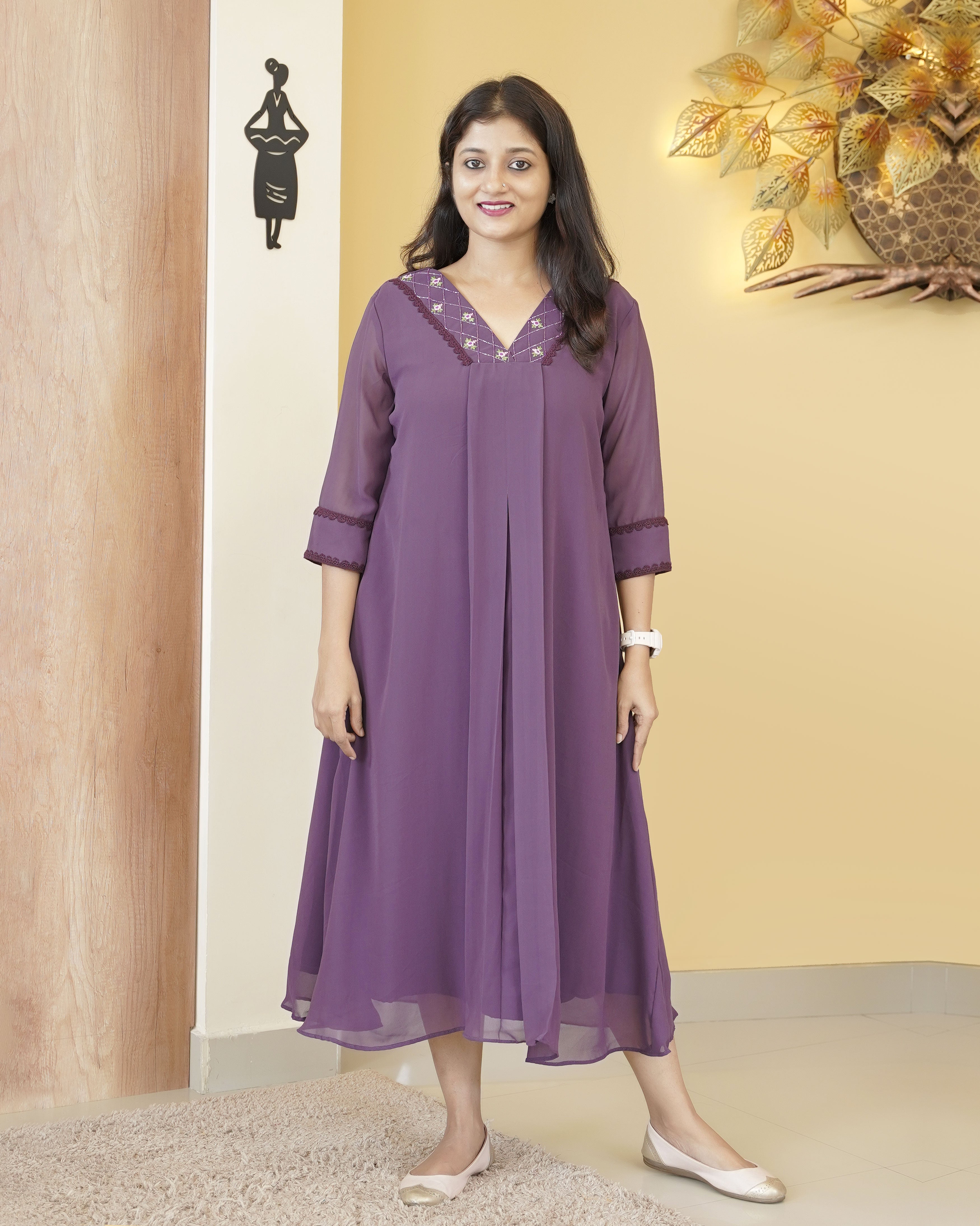 Load image into Gallery viewer, Georgette A-line kurti(Pre-Order)- 5321