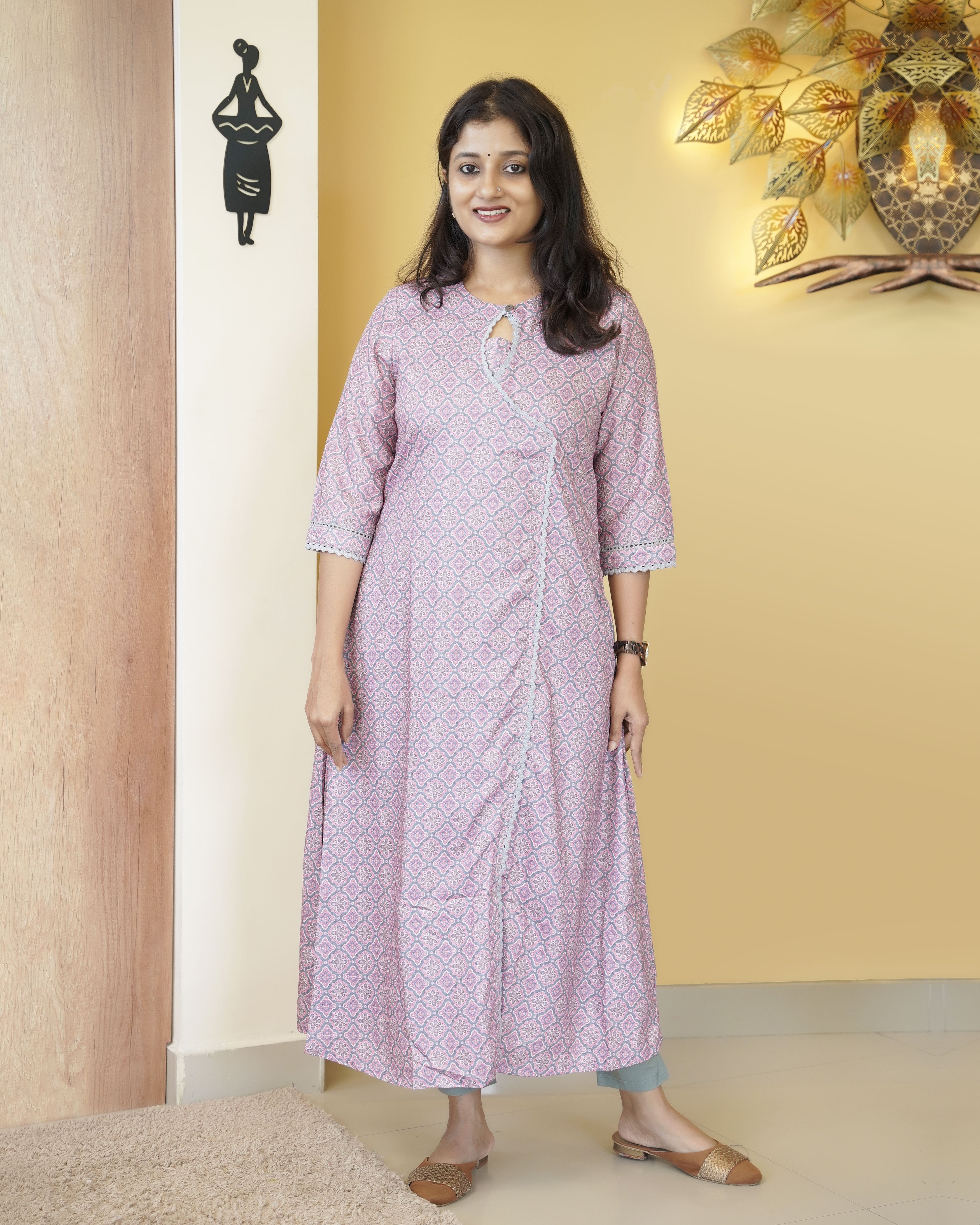 Load image into Gallery viewer, Modal Cotton A-line Kurti- 5326