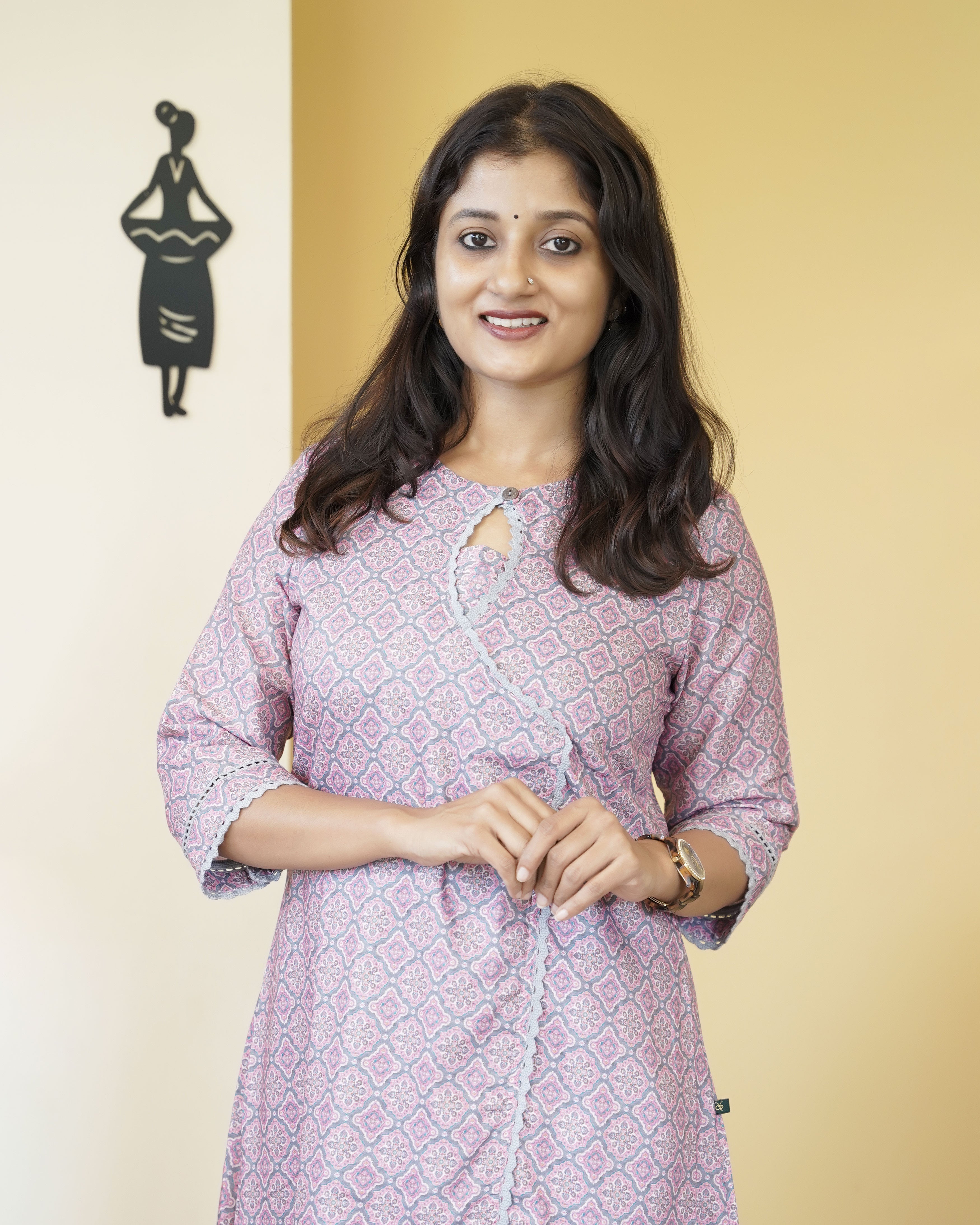 Load image into Gallery viewer, Modal Cotton A-line Kurti- 5326