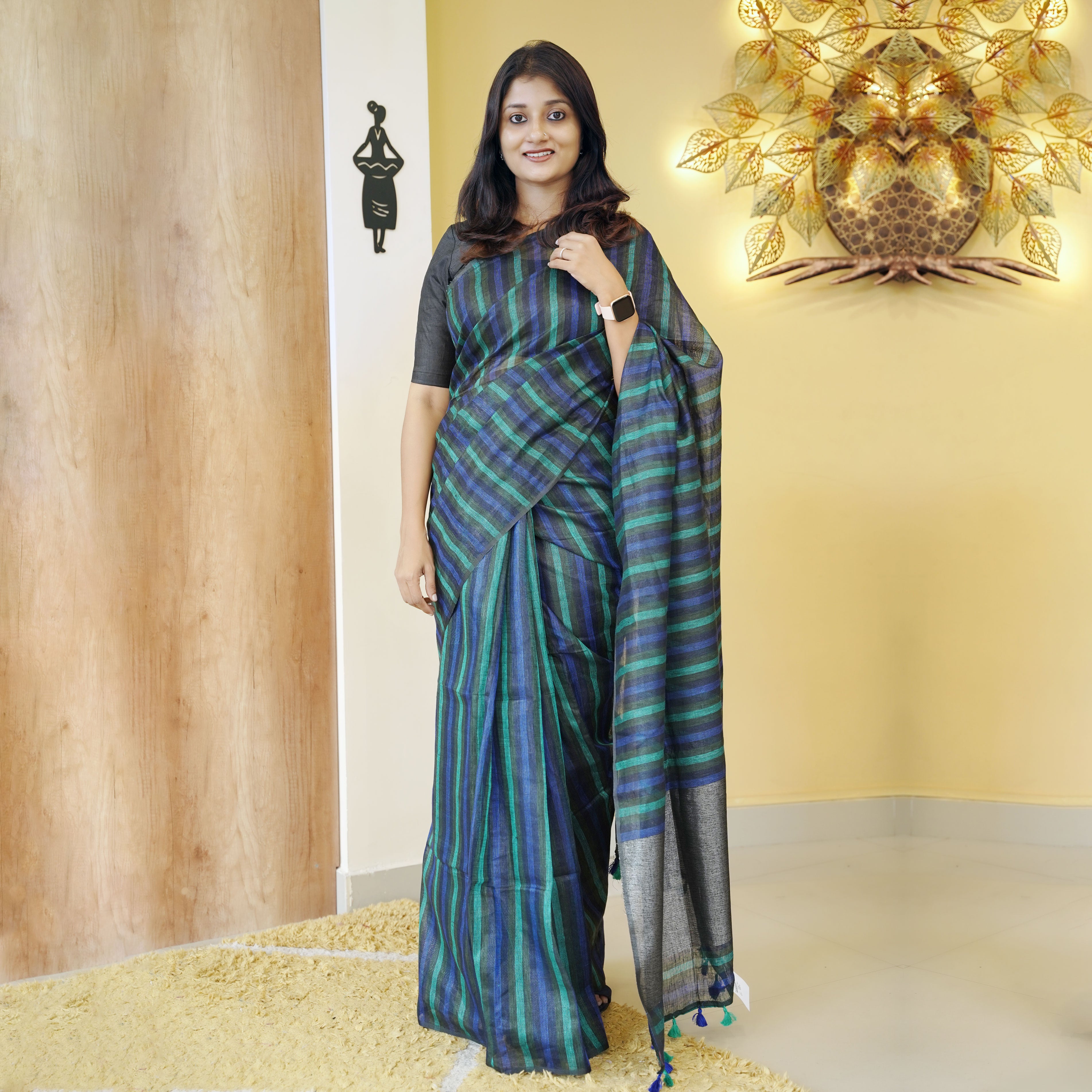 Load image into Gallery viewer, pure linen saree-4053( pre-order)