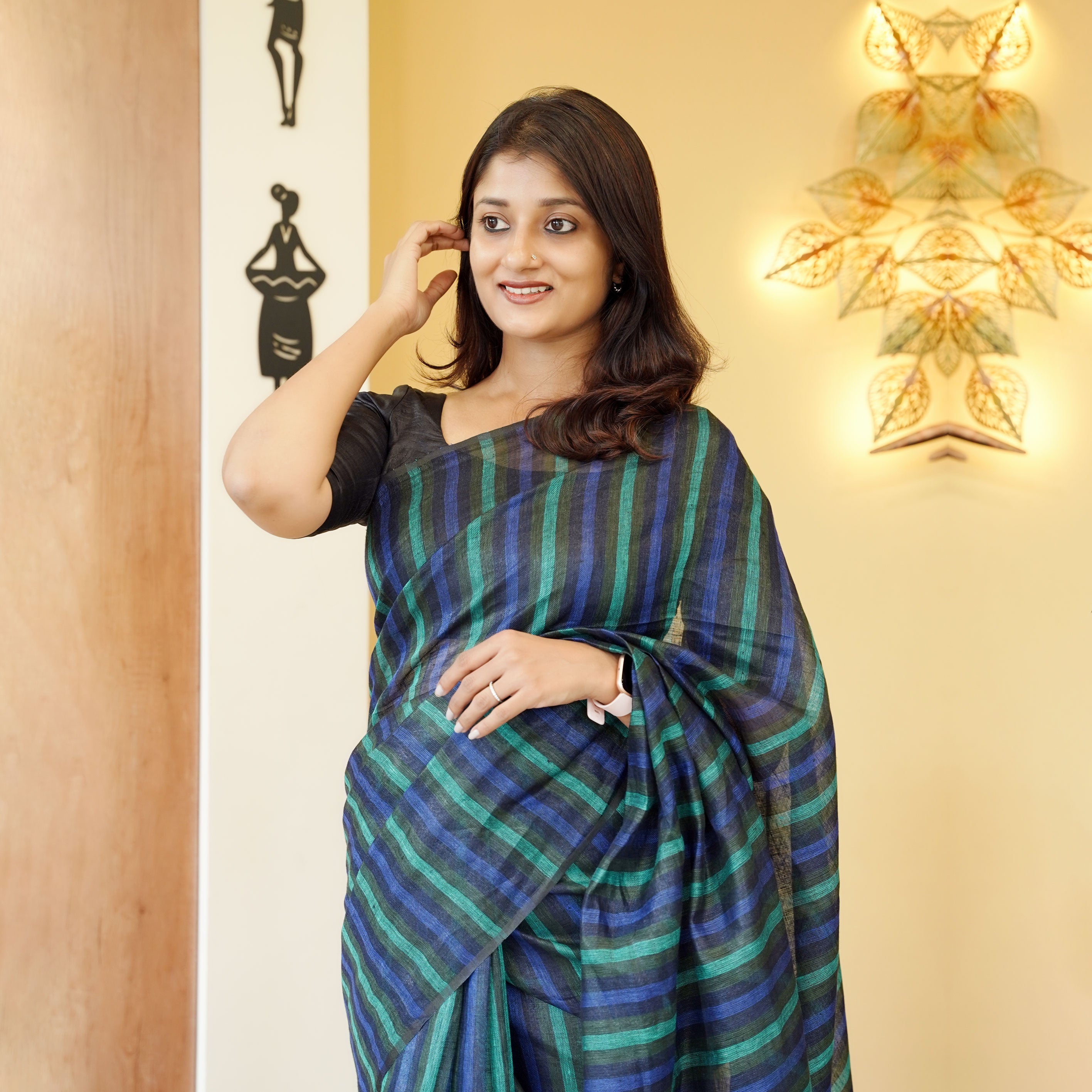 Load image into Gallery viewer, pure linen saree-4053( pre-order)