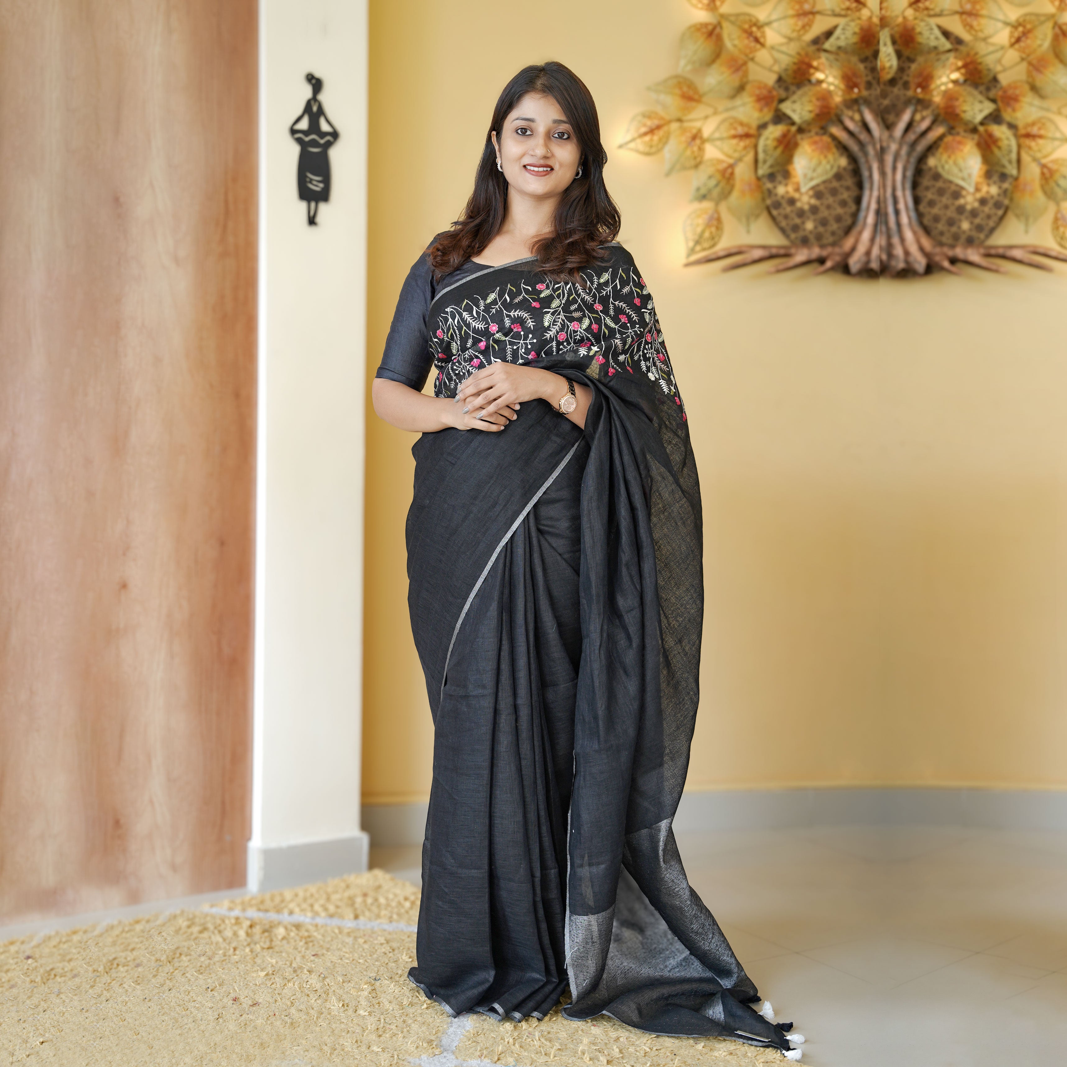 Load image into Gallery viewer, Pure Linen Saree-4437( PRE-ORDER)